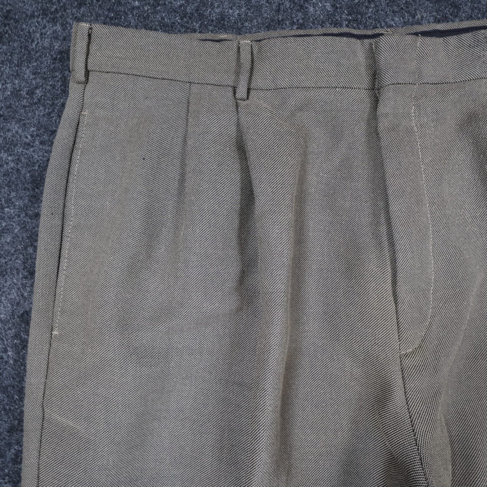 Van Heusen Dress Pants Mens 38x30 Brown Rayon Polyester Pleated Relaxed Slacks - Thumbnail 11
