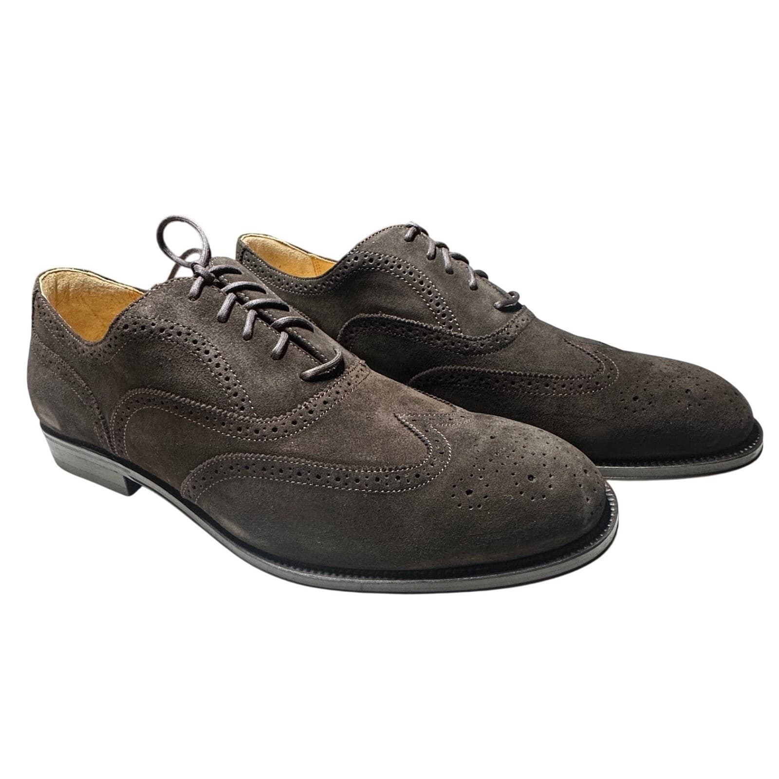 Lands' End Wingtip Oxford Men's 13D Dark Brown Suede NEW Dress Shoes - Thumbnail 3