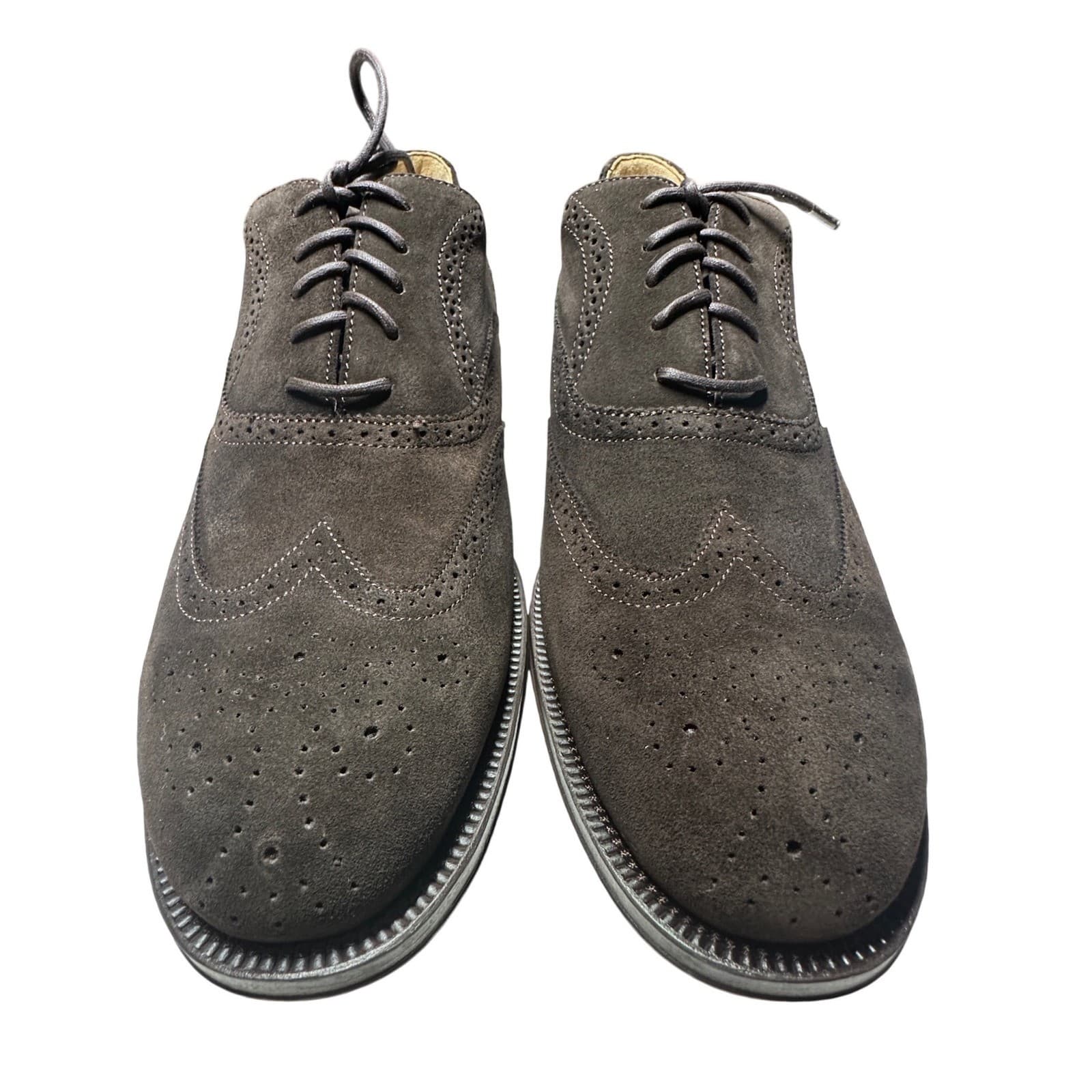 Lands' End Wingtip Oxford Men's 13D Dark Brown Suede NEW Dress Shoes - Thumbnail 4