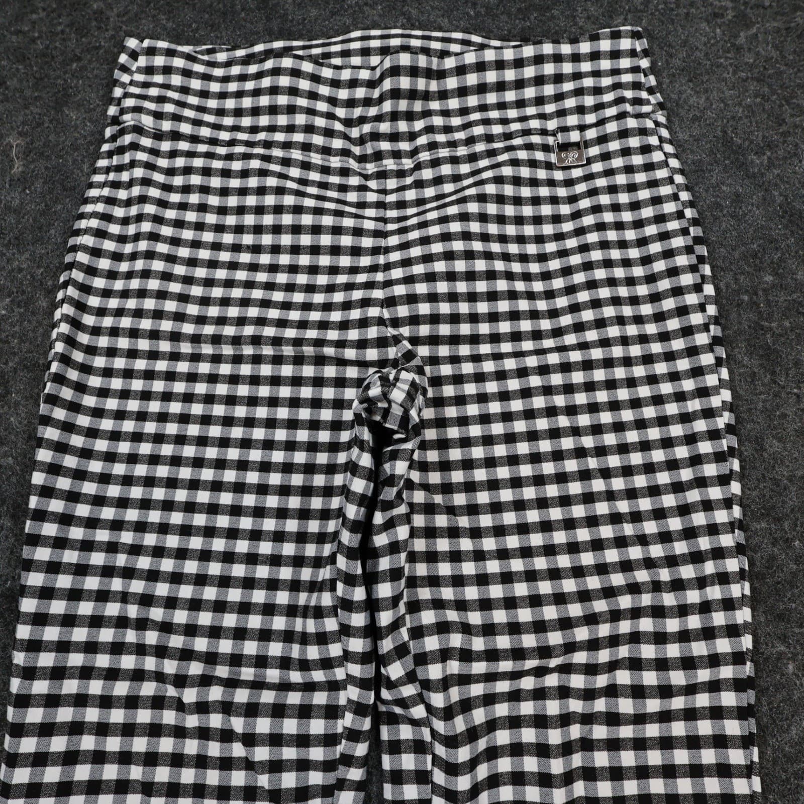 Rafaella Pants Womens 6 Black White Viscose Blend Slim Leg Gingham Checkered - Thumbnail 9