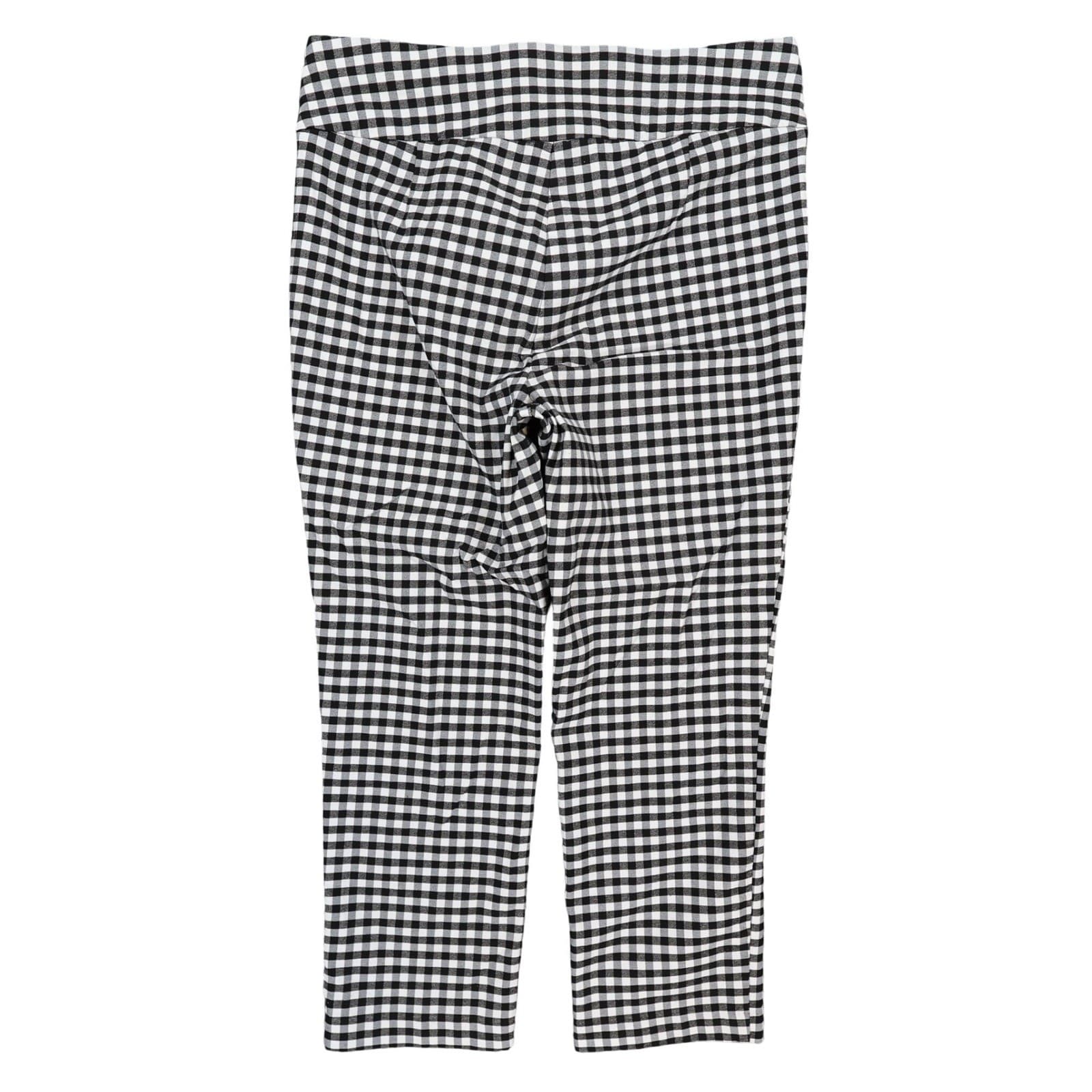 Rafaella Pants Womens 6 Black White Viscose Blend Slim Leg Gingham Checkered - Thumbnail 2