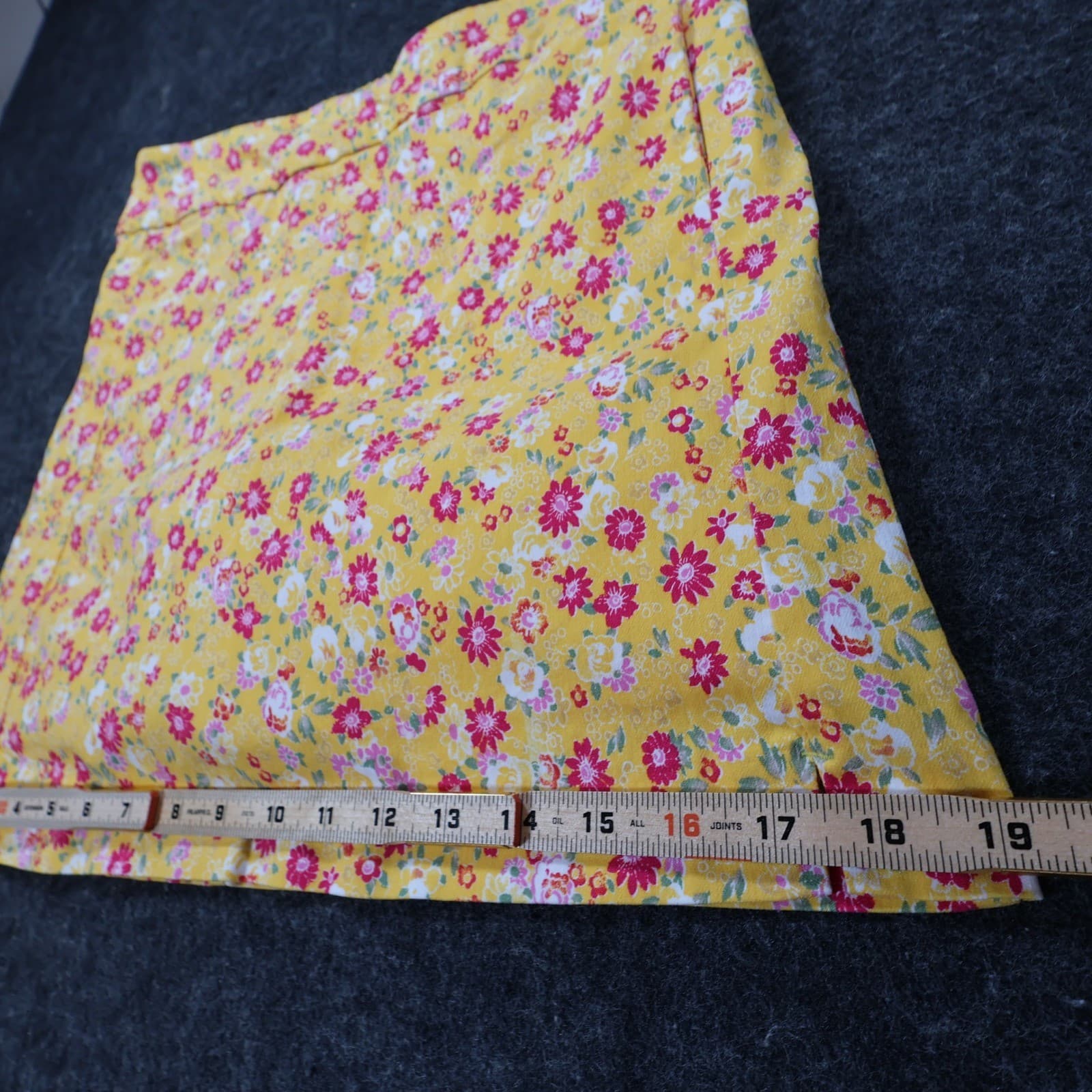 Counterparts Skort Womens Medium Yellow Floral Rayon Blend Stretch Casual Summer - Thumbnail 2