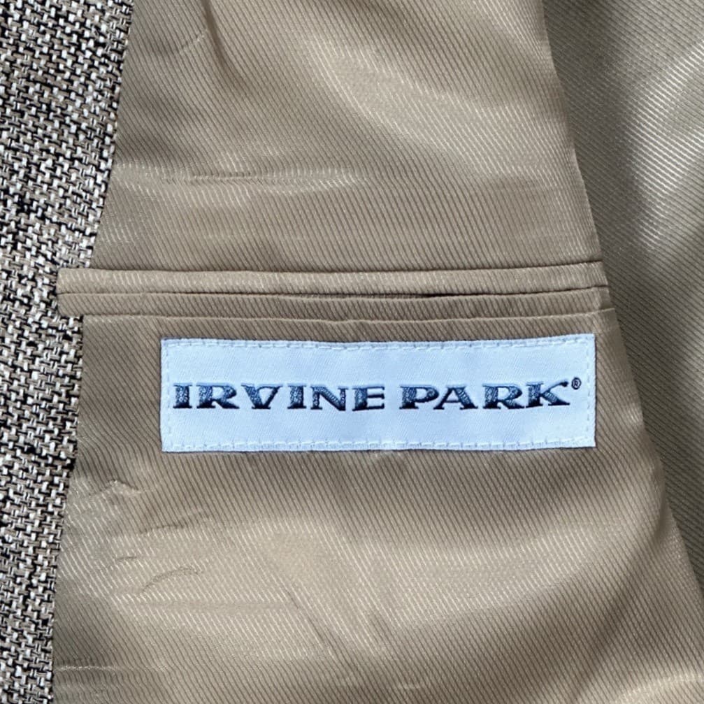 Vintage Irvine Park Blazer Mens 48R Beige Tan Textured Two Button Sport Coat - Thumbnail 7