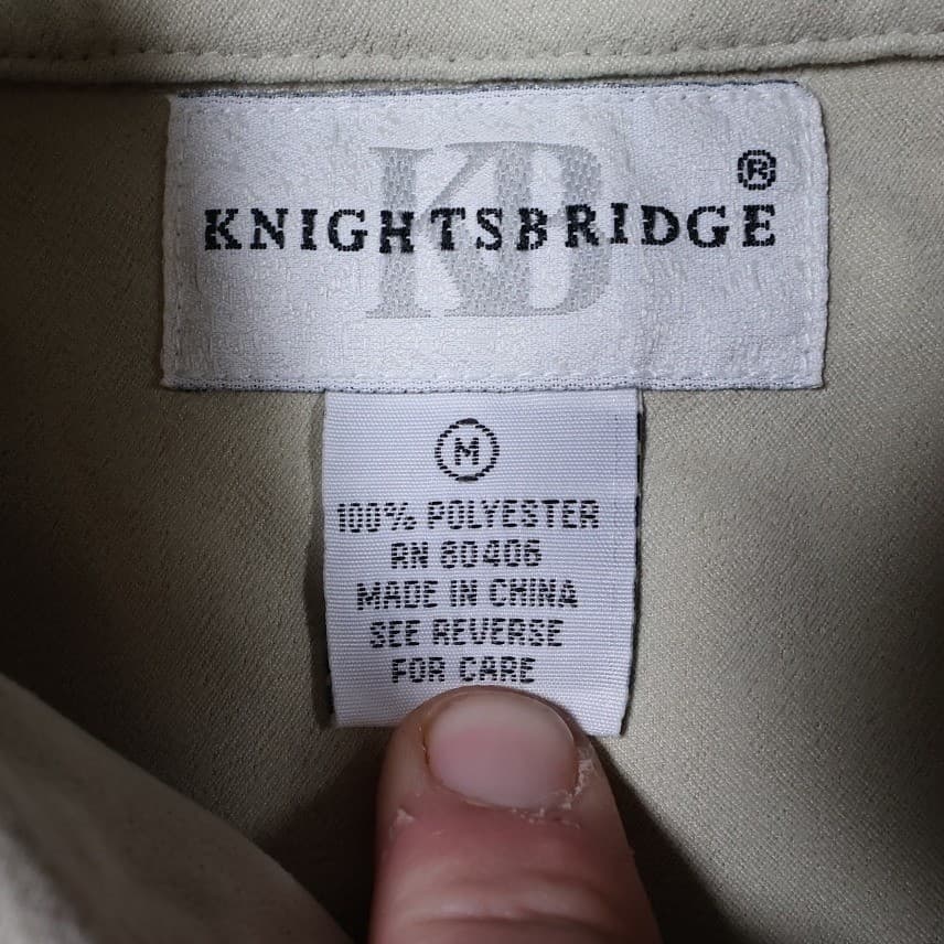Knightsbridge Button Up Shirt Mens Medium Beige Excellent Vintage Faux Suede - Thumbnail 8