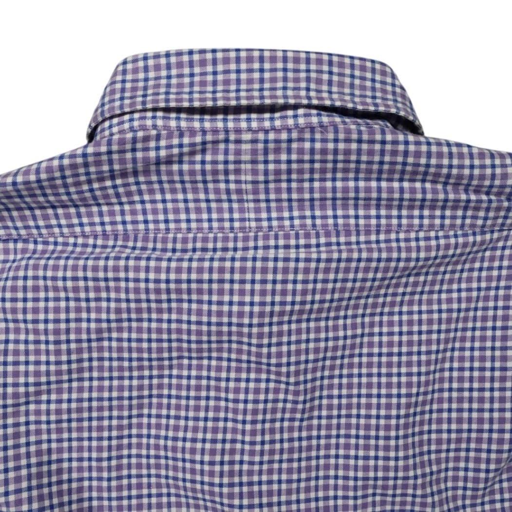 Polo Ralph Lauren Button Up Shirt Mens L Purple Excellent Slim Fit Plaid 1398 - Thumbnail 4