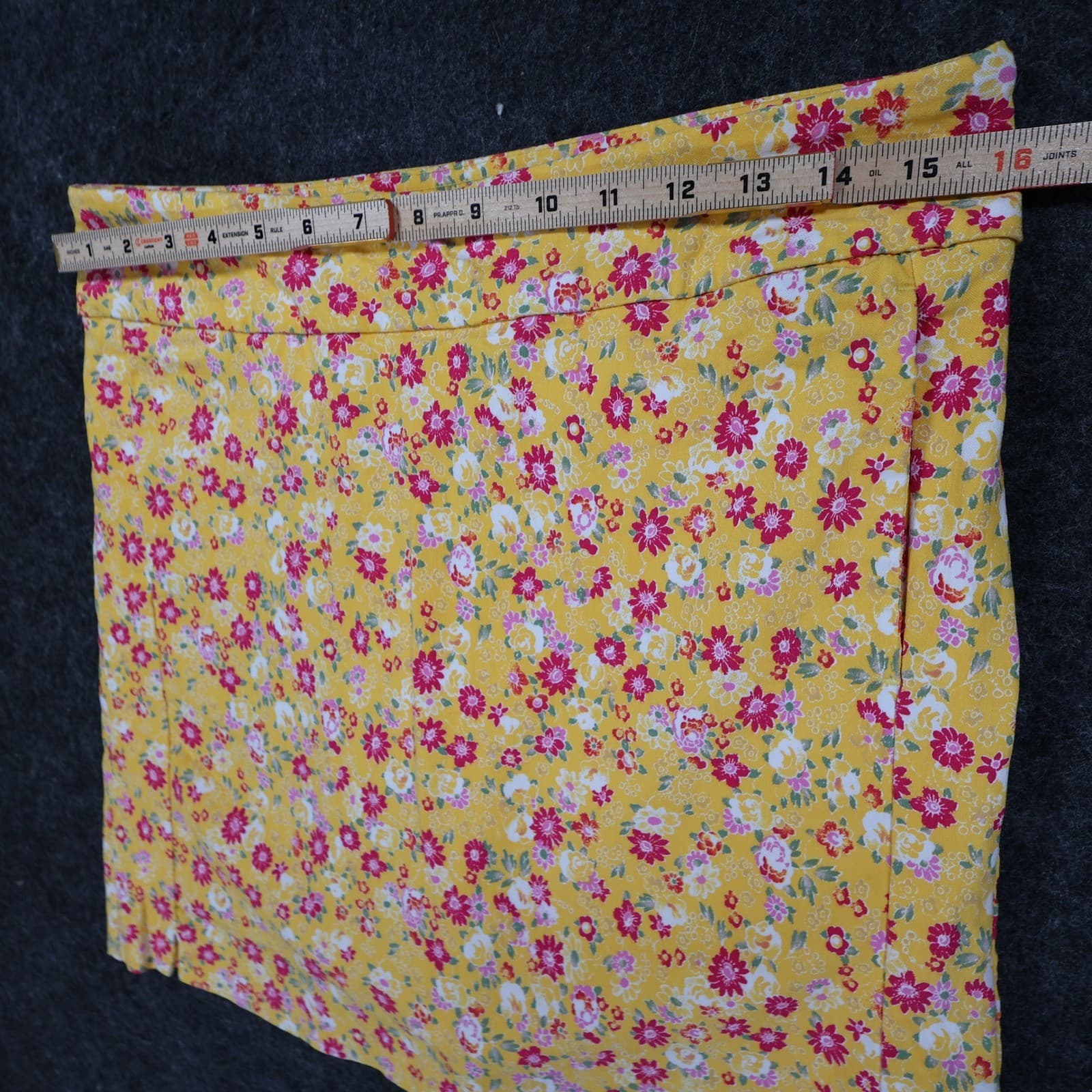 Counterparts Skort Womens Medium Yellow Floral Rayon Blend Stretch Casual Summer - Thumbnail 3