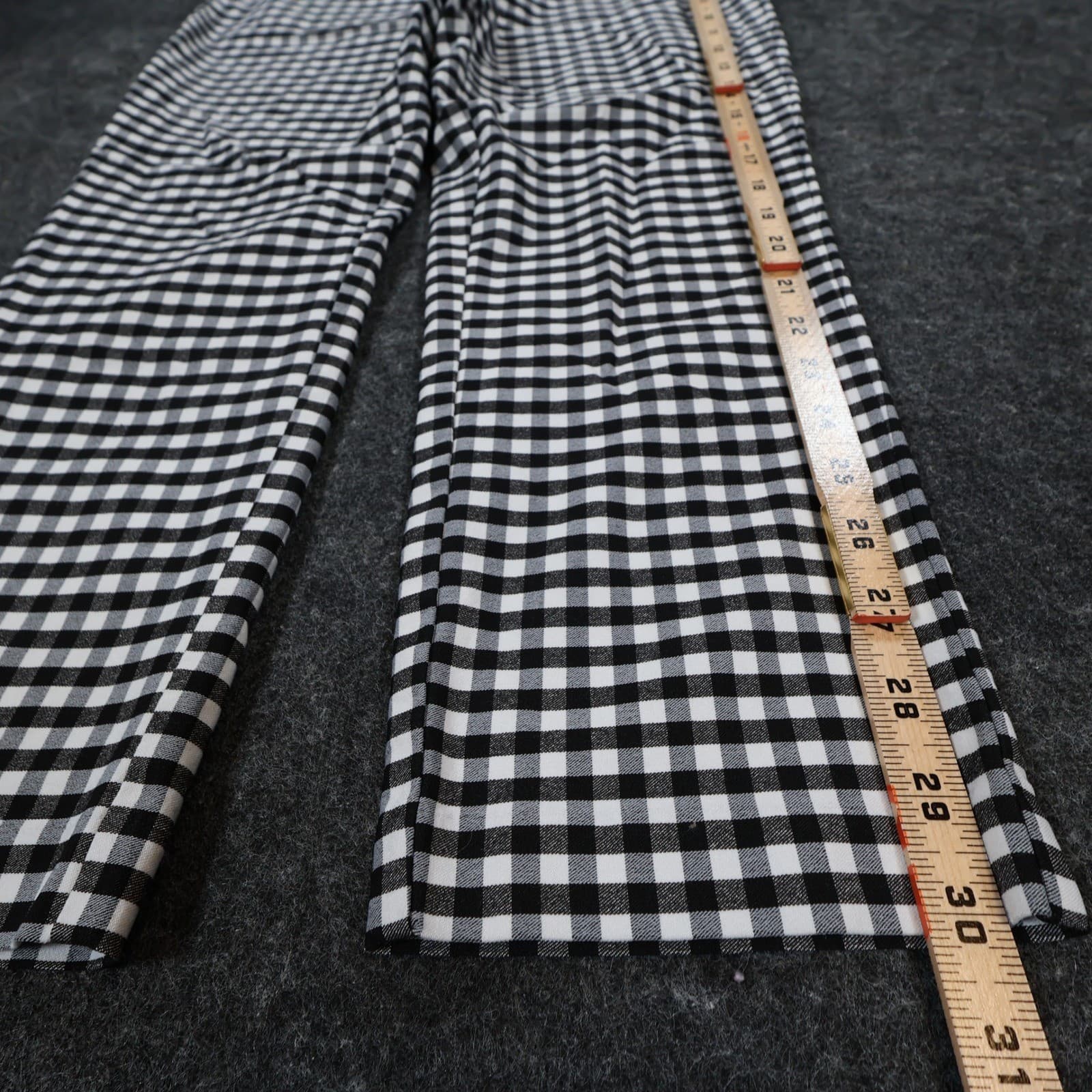 Rafaella Pants Womens 6 Black White Viscose Blend Slim Leg Gingham Checkered - Thumbnail 3