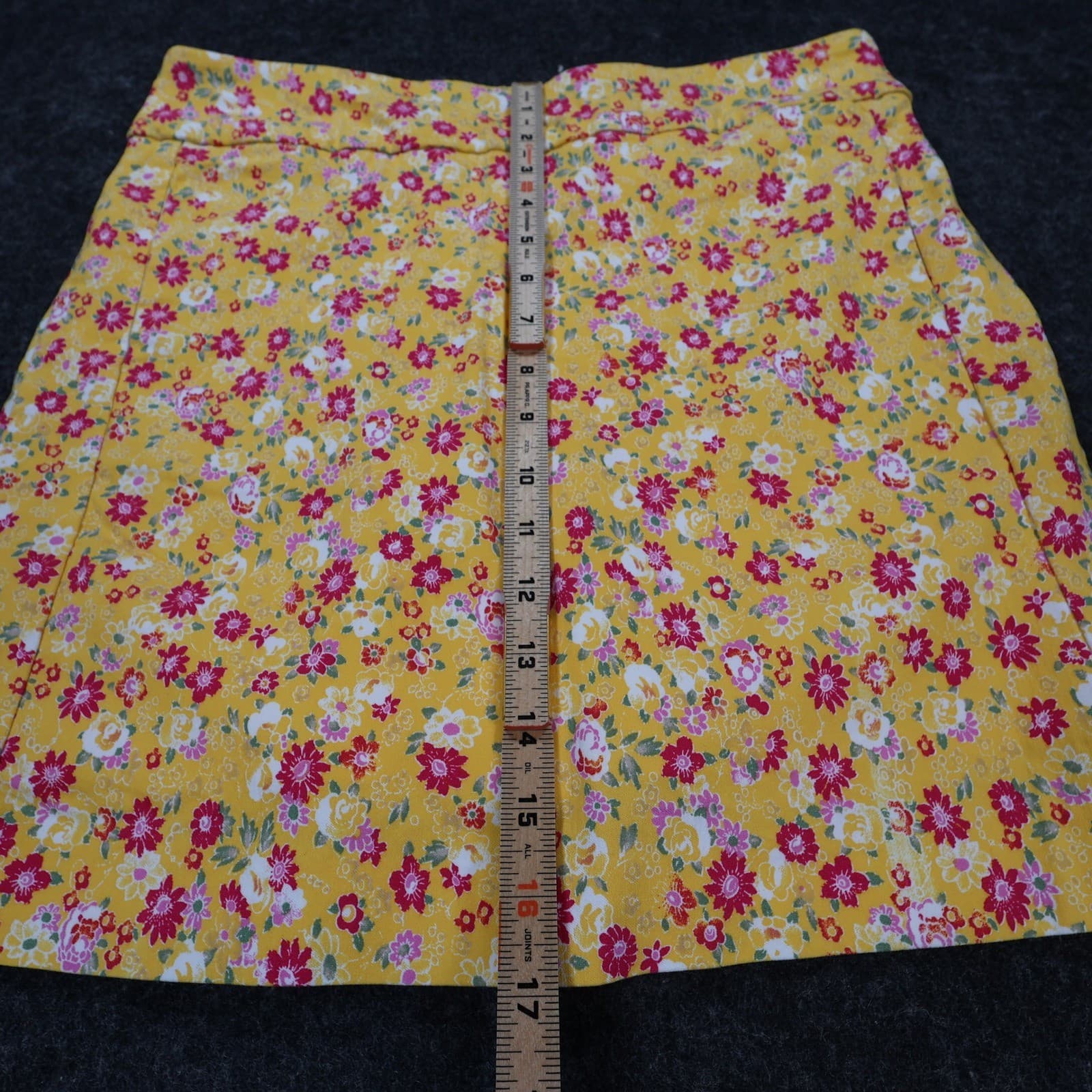 Counterparts Skort Womens Medium Yellow Floral Rayon Blend Stretch Casual Summer - Thumbnail 4