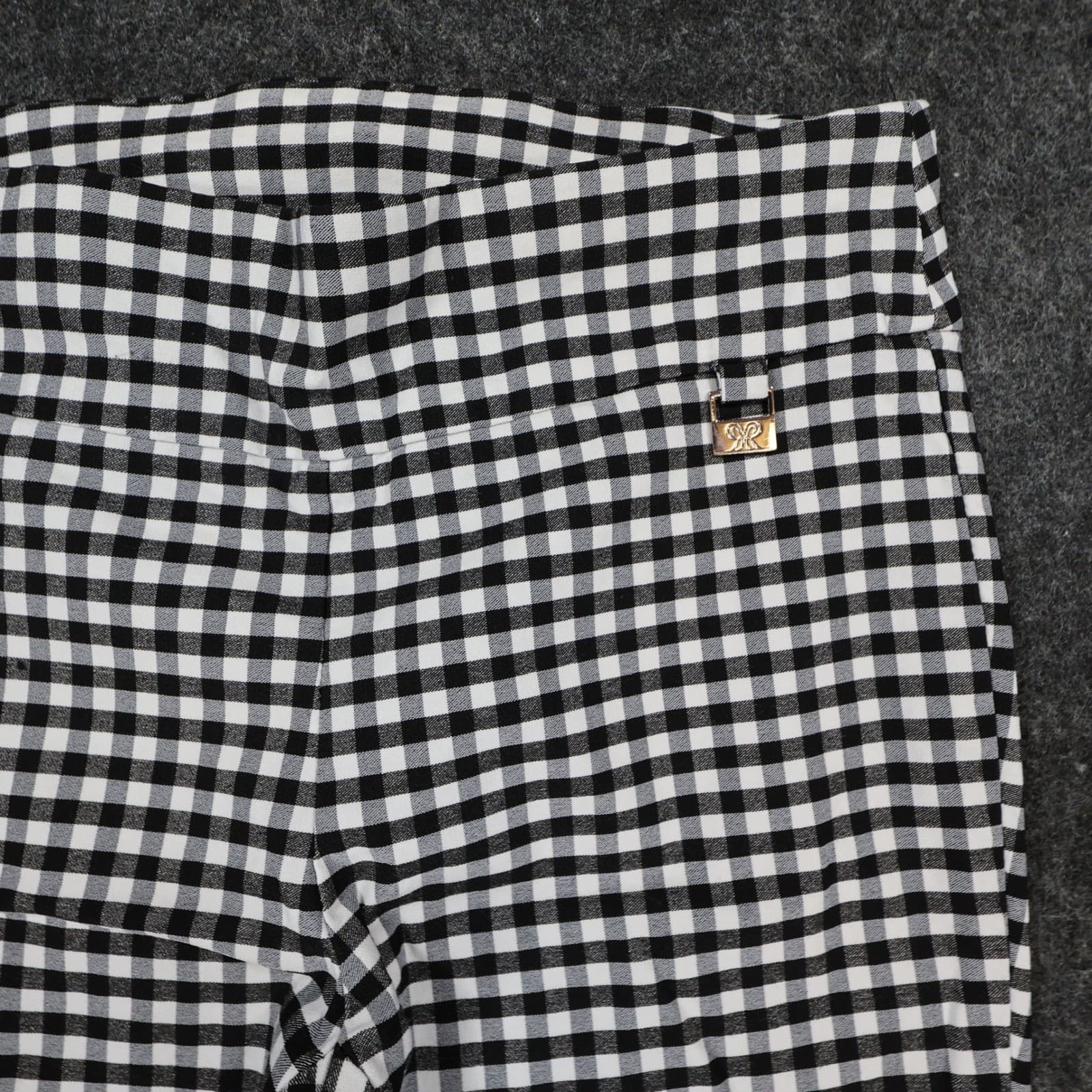 Rafaella Pants Womens 6 Black White Viscose Blend Slim Leg Gingham Checkered - Thumbnail 11