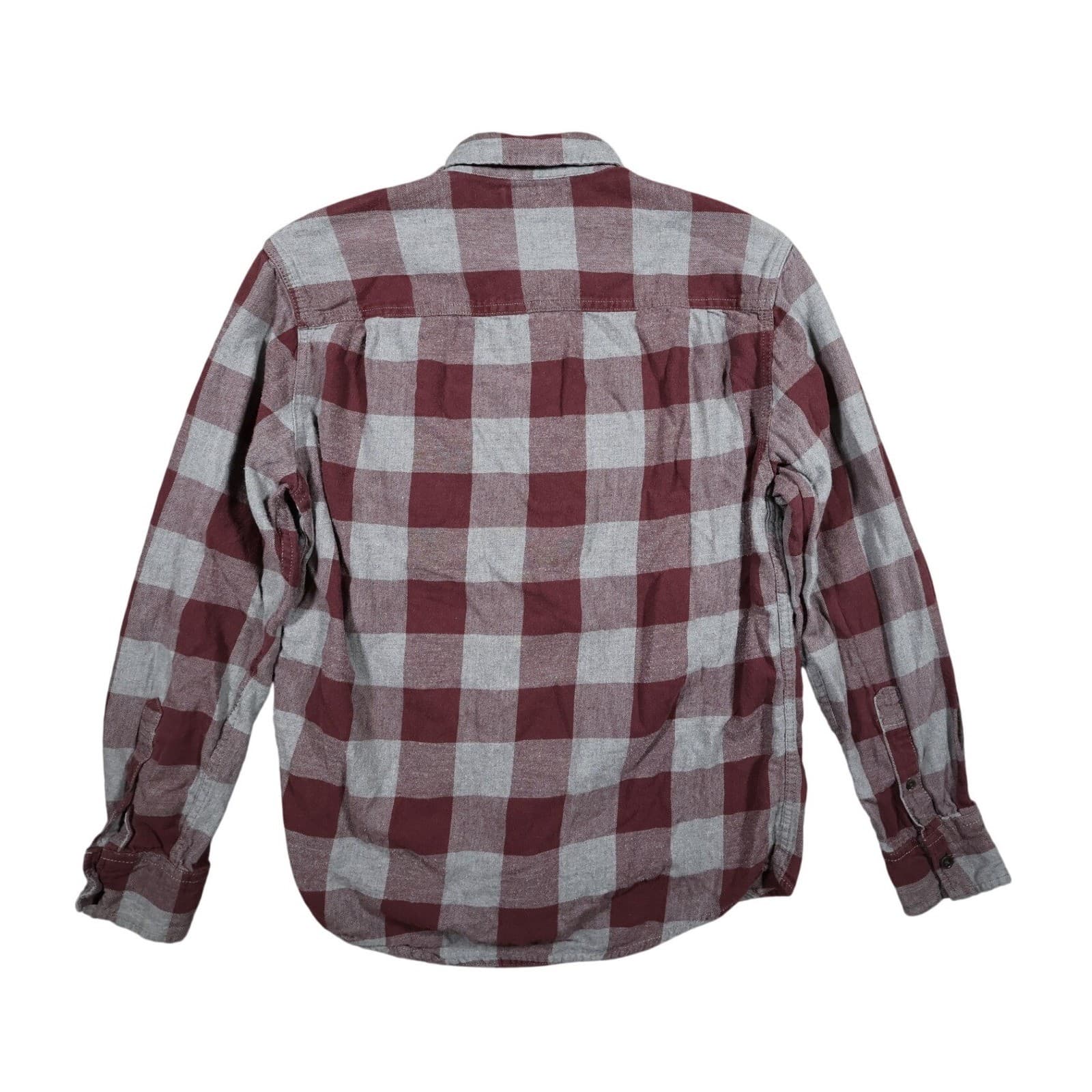 Arizona Jean Co Flannel Shirt Mens M Maroon Excellent Plaid Long Sleeve Cotton - Thumbnail 2