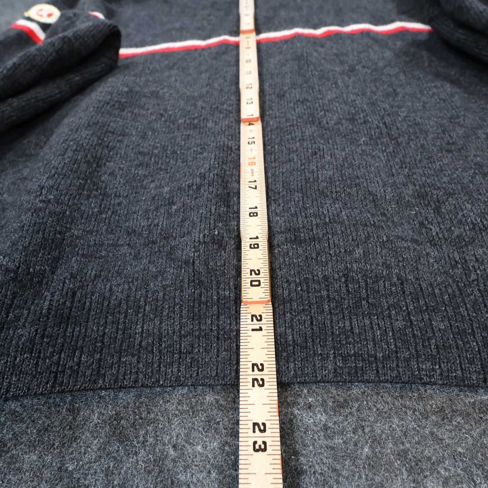s.Cool Sports Quarter Zip Sweater Mens L Charcoal Excellent Striped Merino Wool - Thumbnail 5