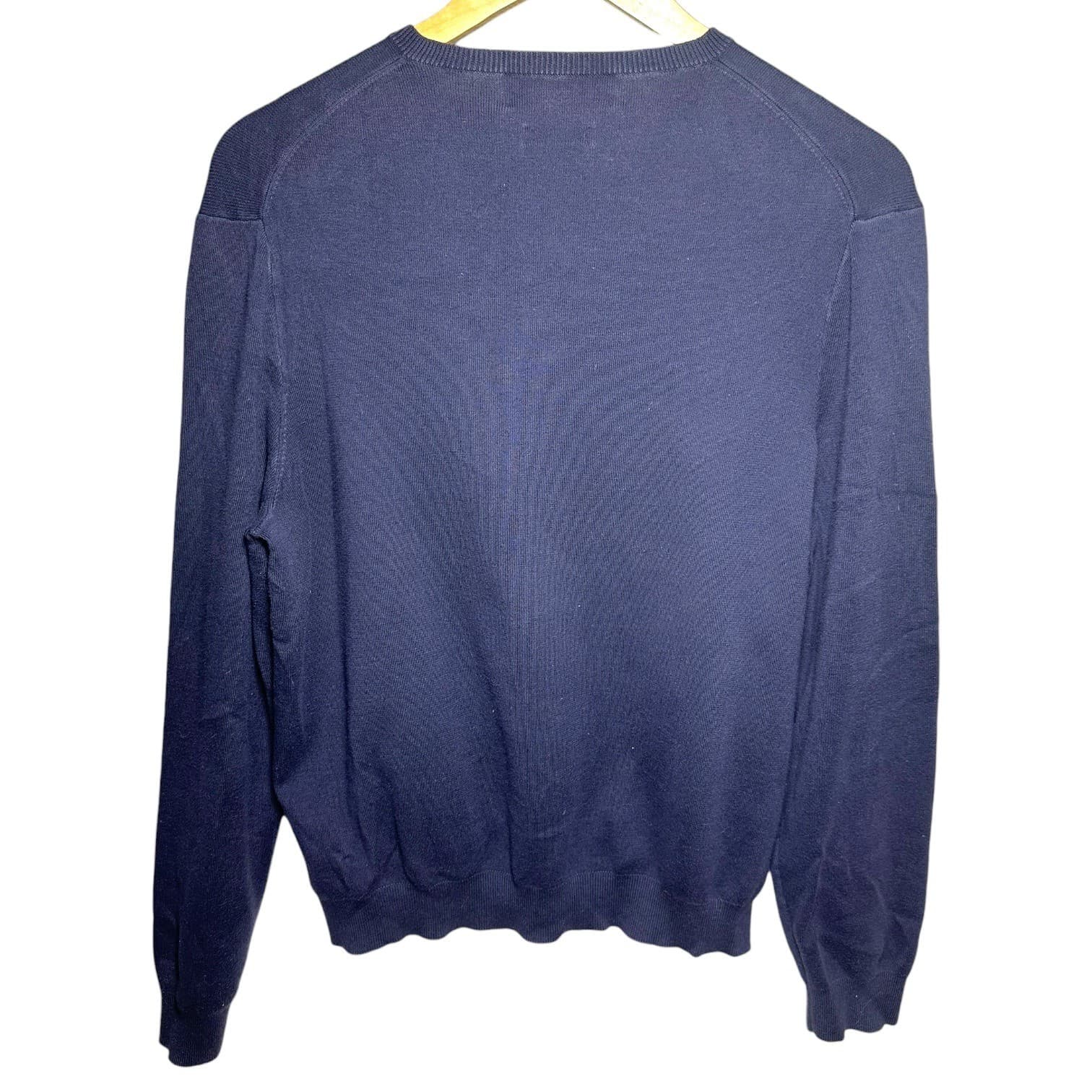 Polo Ralph Lauren Men Navy Blue V-Neck Long Sleeve Pima Cotton Sweater L - Thumbnail 3