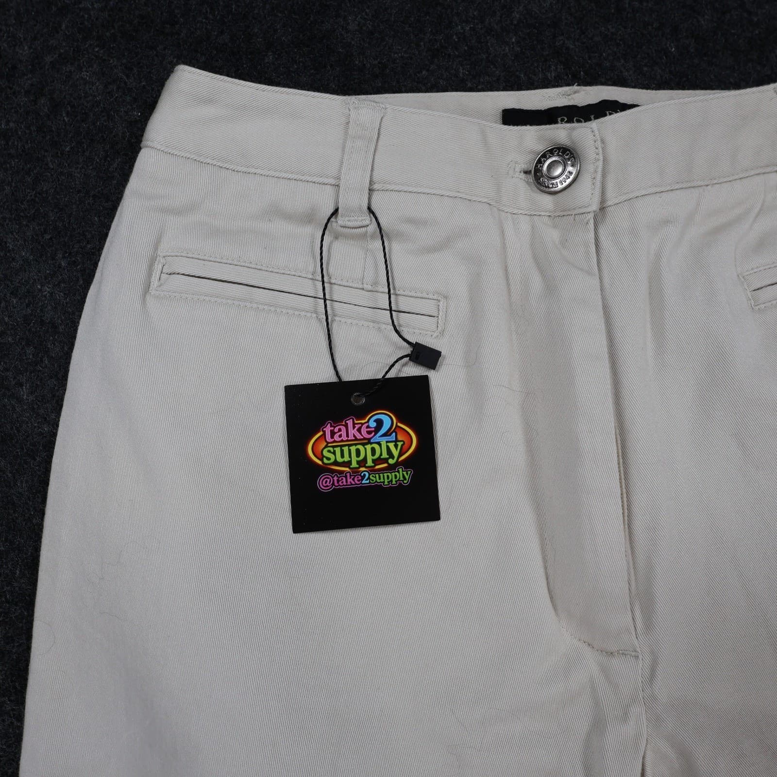 Harold's Chino Pants Womens 0 Beige Cotton Stretch Straight Leg Classic Trousers - Thumbnail 8
