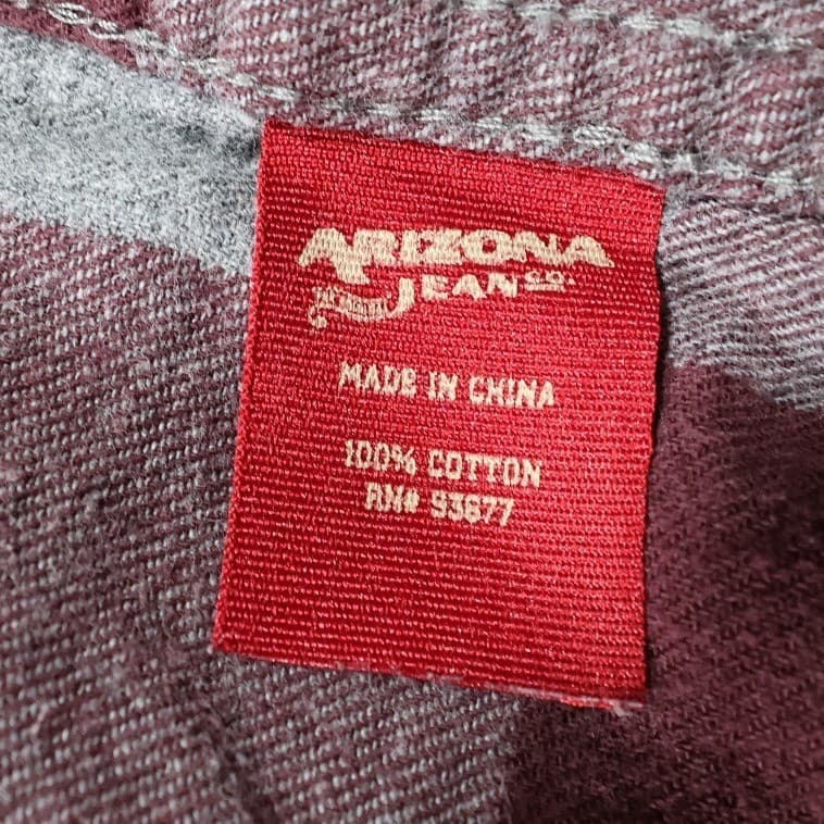 Arizona Jean Co Flannel Shirt Mens M Maroon Excellent Plaid Long Sleeve Cotton - Thumbnail 8