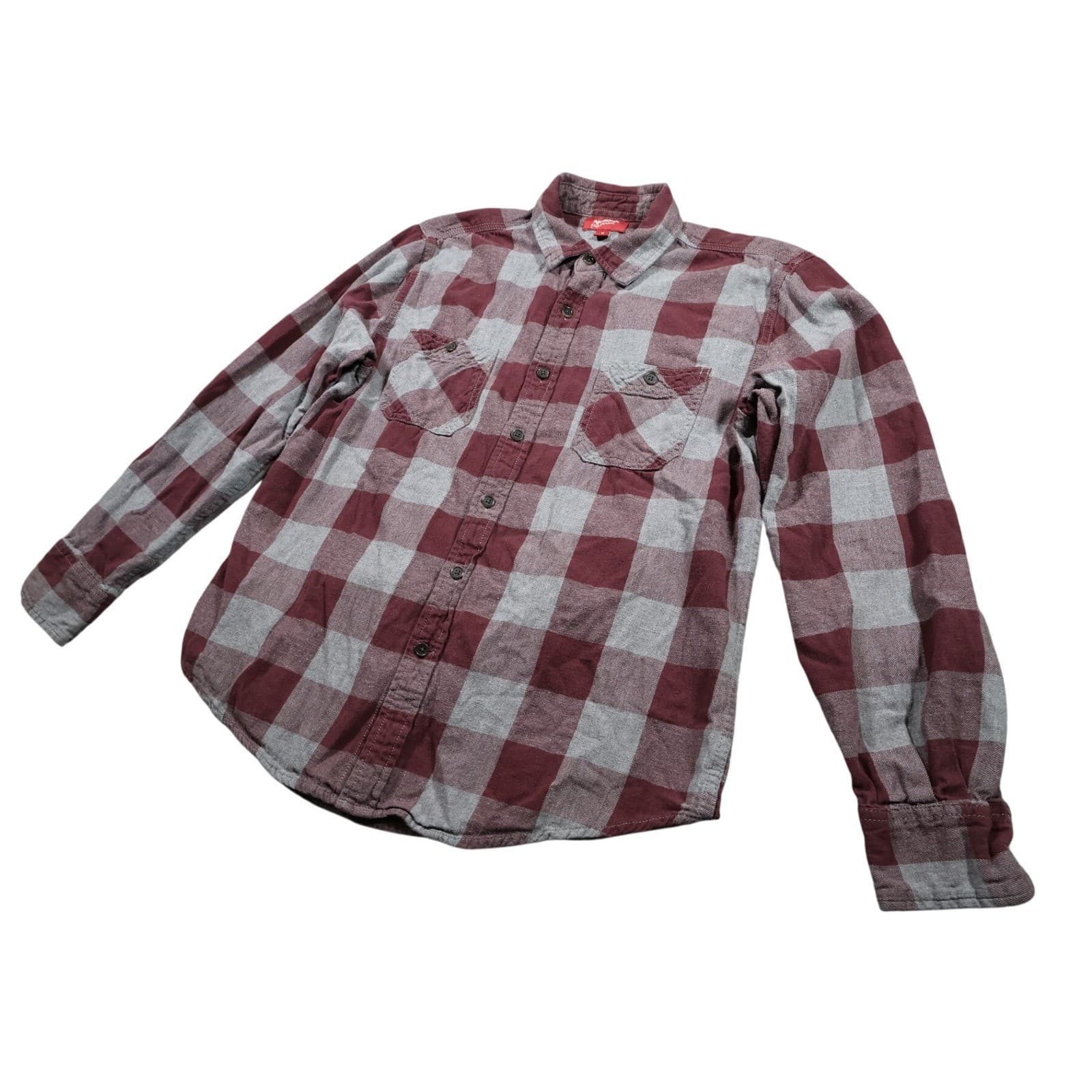 Arizona Jean Co Flannel Shirt Mens M Maroon Excellent Plaid Long Sleeve Cotton - Thumbnail 4