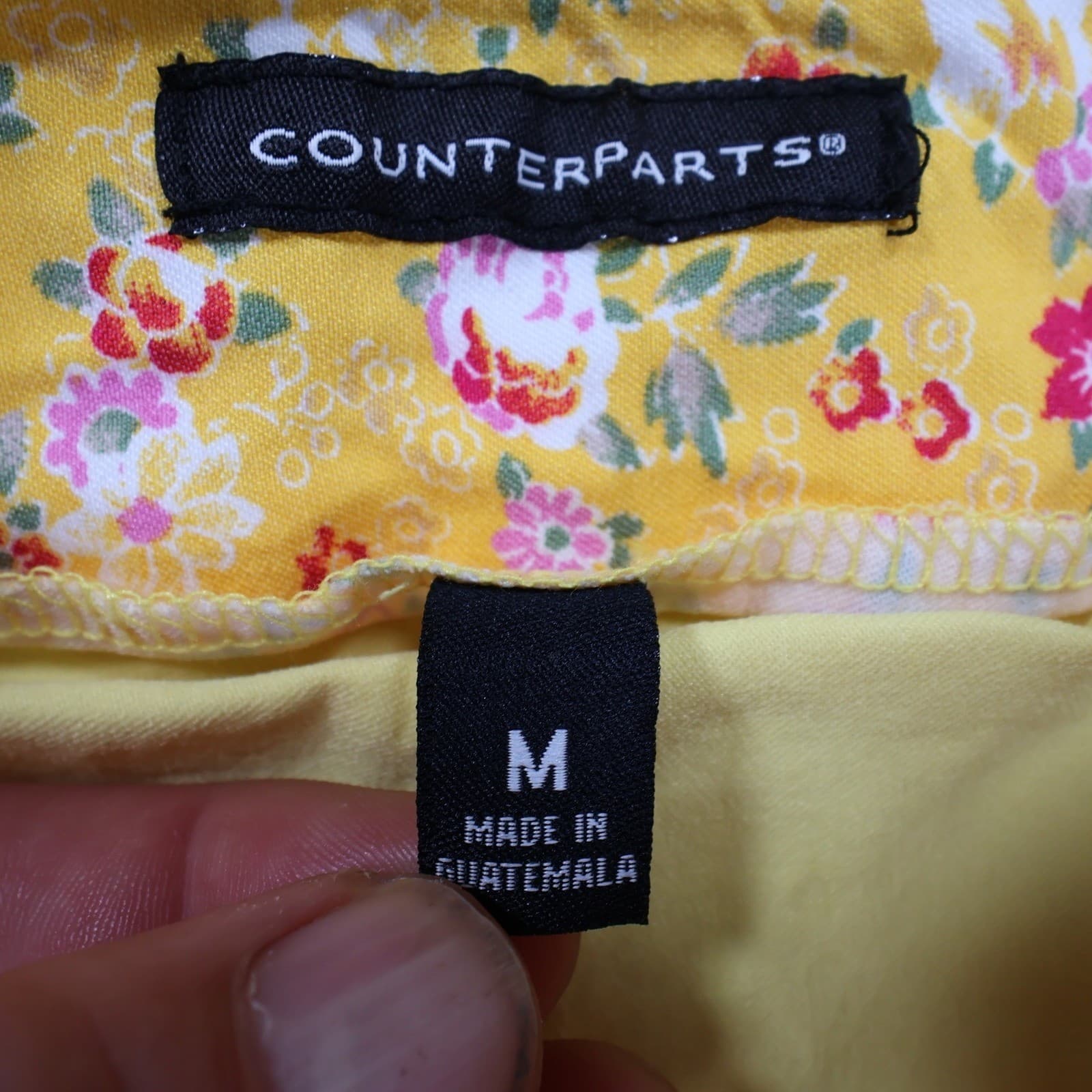 Counterparts Skort Womens Medium Yellow Floral Rayon Blend Stretch Casual Summer - Thumbnail 7