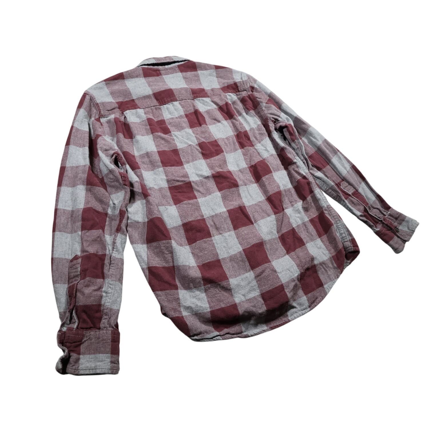 Arizona Jean Co Flannel Shirt Mens M Maroon Excellent Plaid Long Sleeve Cotton - Thumbnail 5