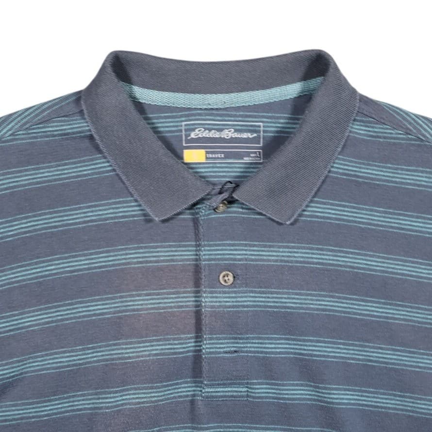 Eddie Bauer Travex Polo Shirt Mens Large Blue Excellent Vintage - Thumbnail 3