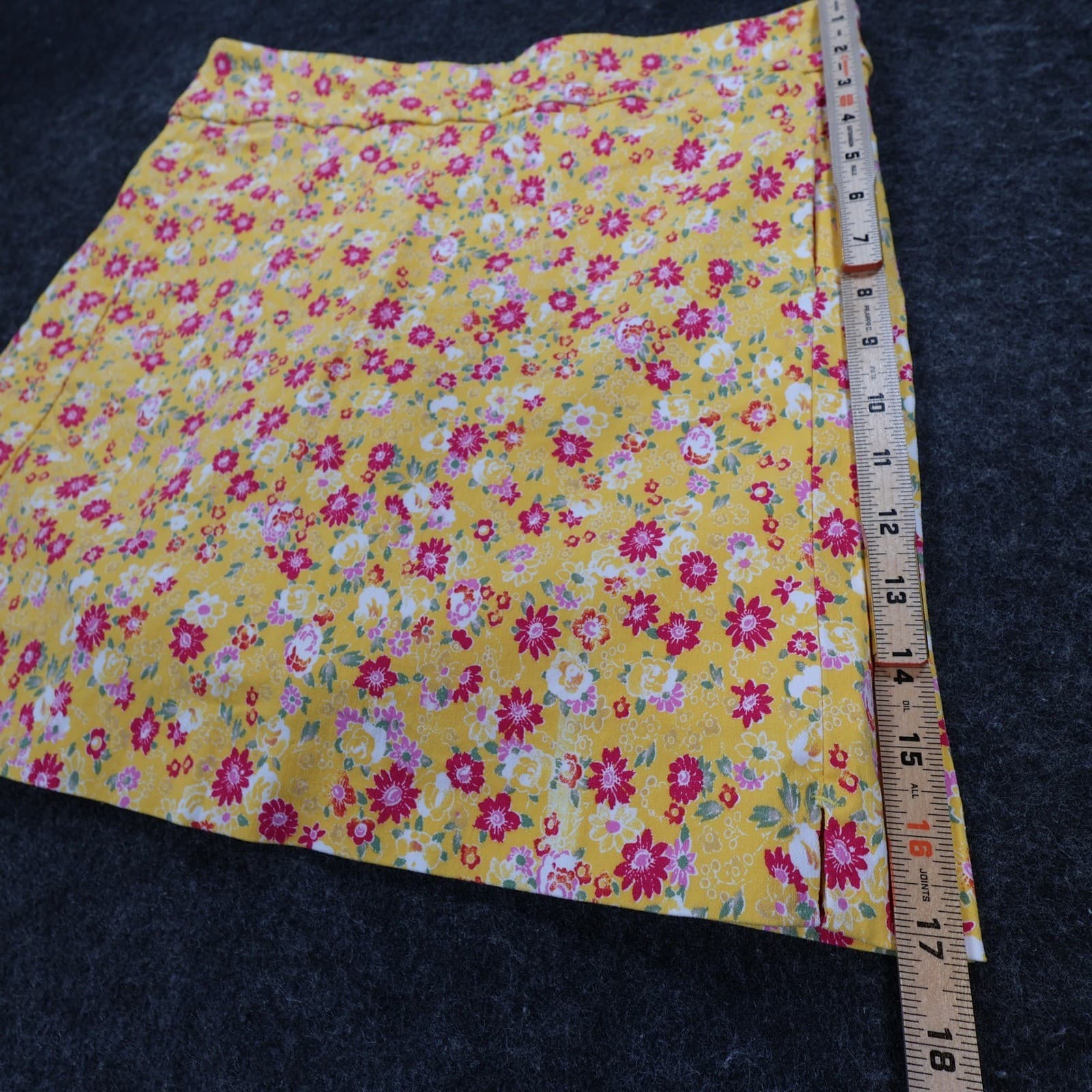 Counterparts Skort Womens Medium Yellow Floral Rayon Blend Stretch Casual Summer - Thumbnail 5