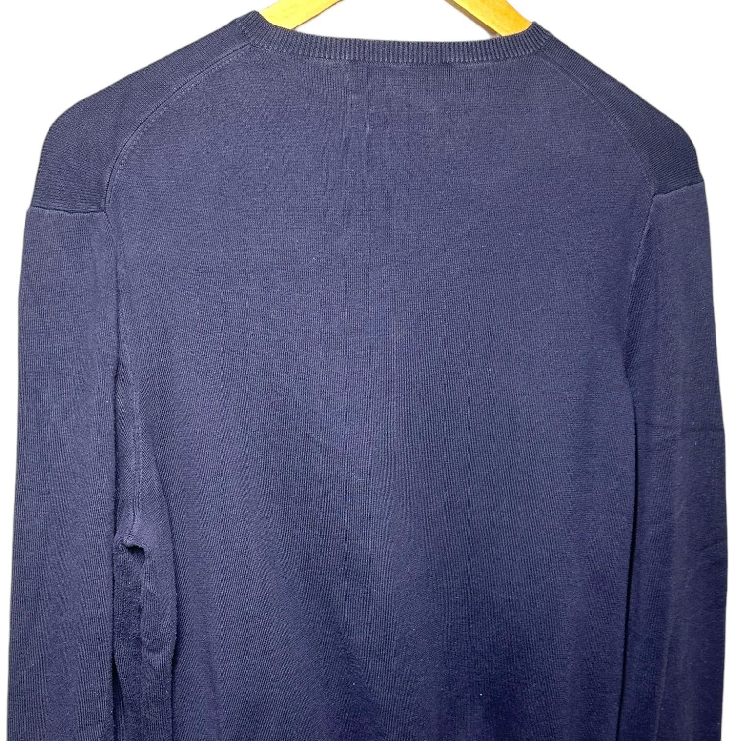 Polo Ralph Lauren Men Navy Blue V-Neck Long Sleeve Pima Cotton Sweater L - Thumbnail 5