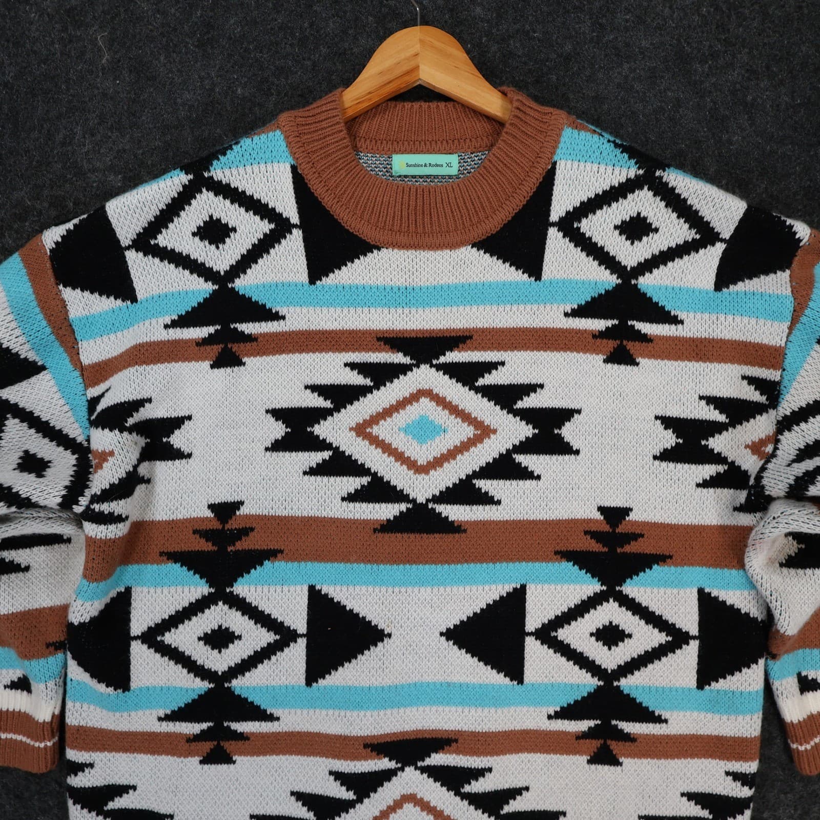Sunshine & Rodeos Sweater Womens XL Multi Acrylic Southwestern Aztec Tribal Knit - Thumbnail 9