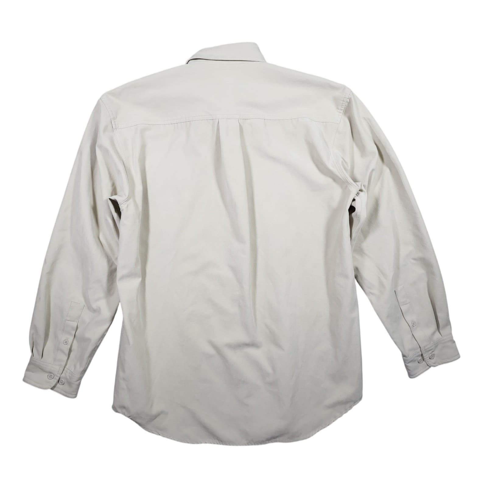 Knightsbridge Button Up Shirt Mens Medium Beige Excellent Vintage Faux Suede - Thumbnail 2