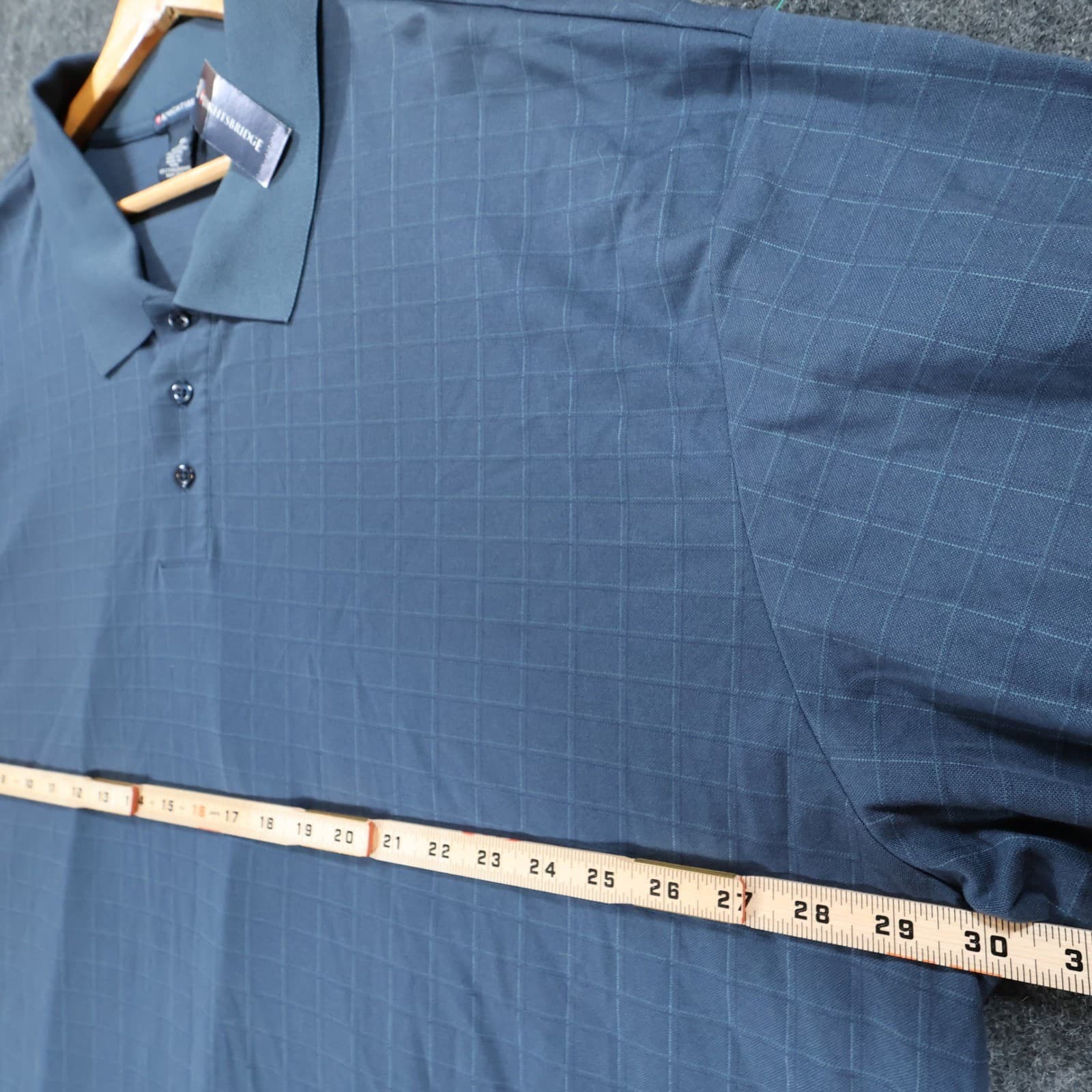 Knightsbridge Polo Mens 4X Blue New Long Sleeve Grid Pattern - Thumbnail 3