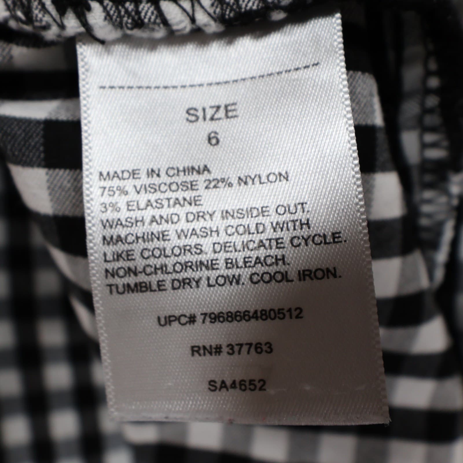 Rafaella Pants Womens 6 Black White Viscose Blend Slim Leg Gingham Checkered - Thumbnail 8