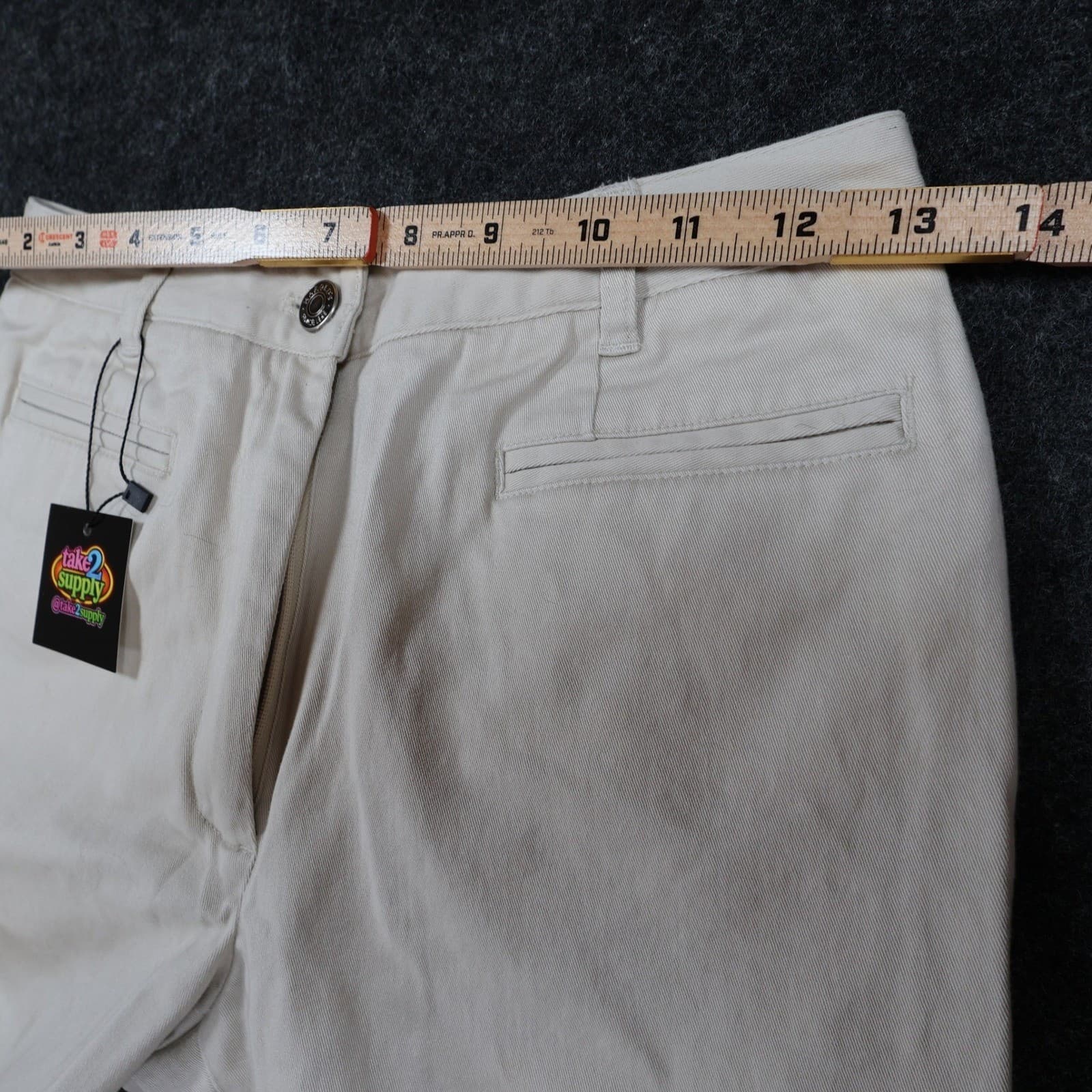 Harold's Chino Pants Womens 0 Beige Cotton Stretch Straight Leg Classic Trousers - Thumbnail 6