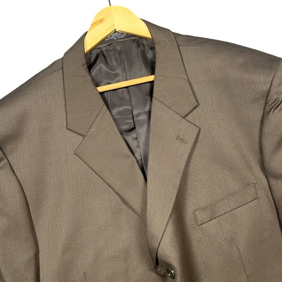 Vintage Albert Nipon Blazer Mens 48L Brown Wool Blend 3-Button Sport Coat - Thumbnail 4