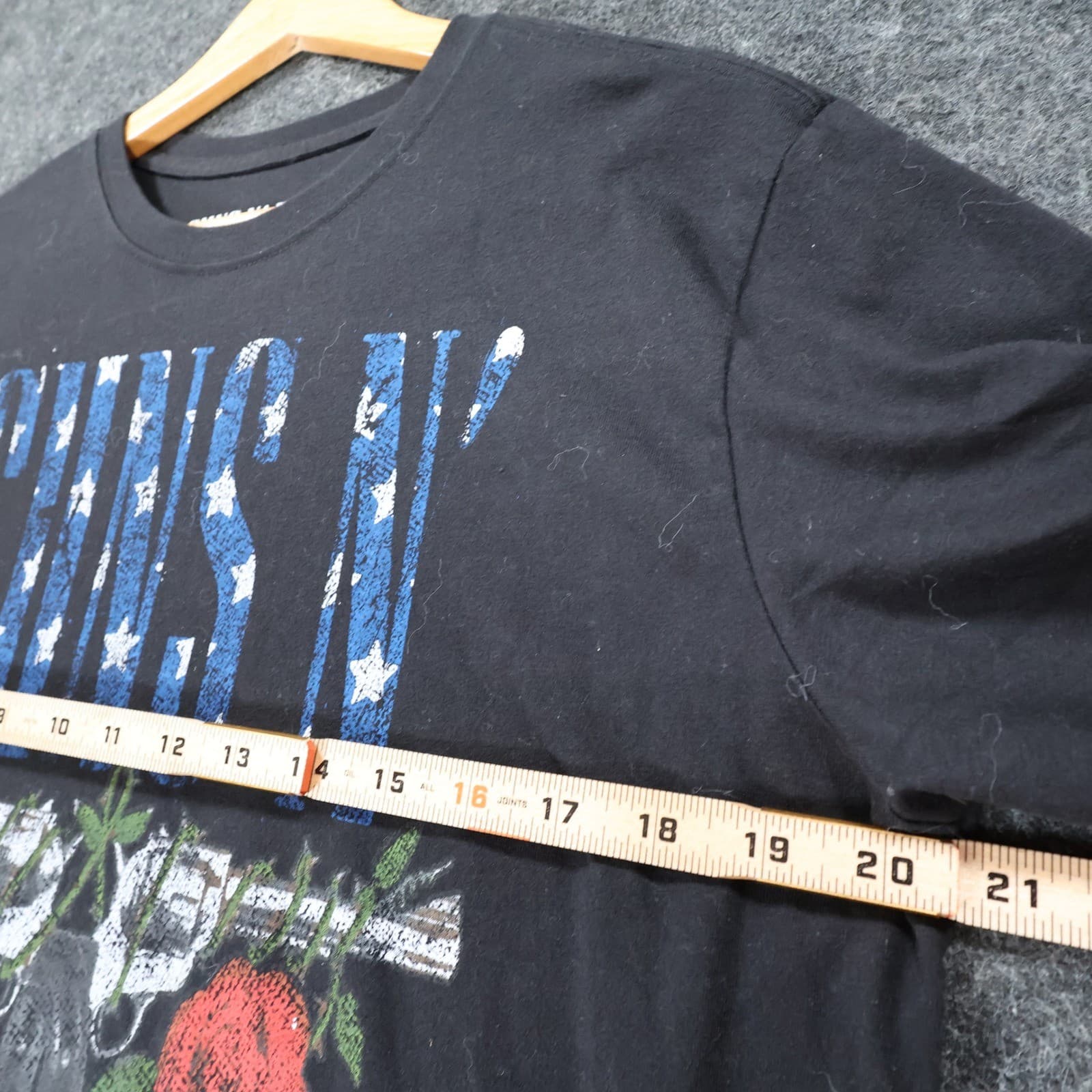 Guns N Roses Graphic Tee Mens Large Black Excellent Patriotic Stars Stripes - Thumbnail 4