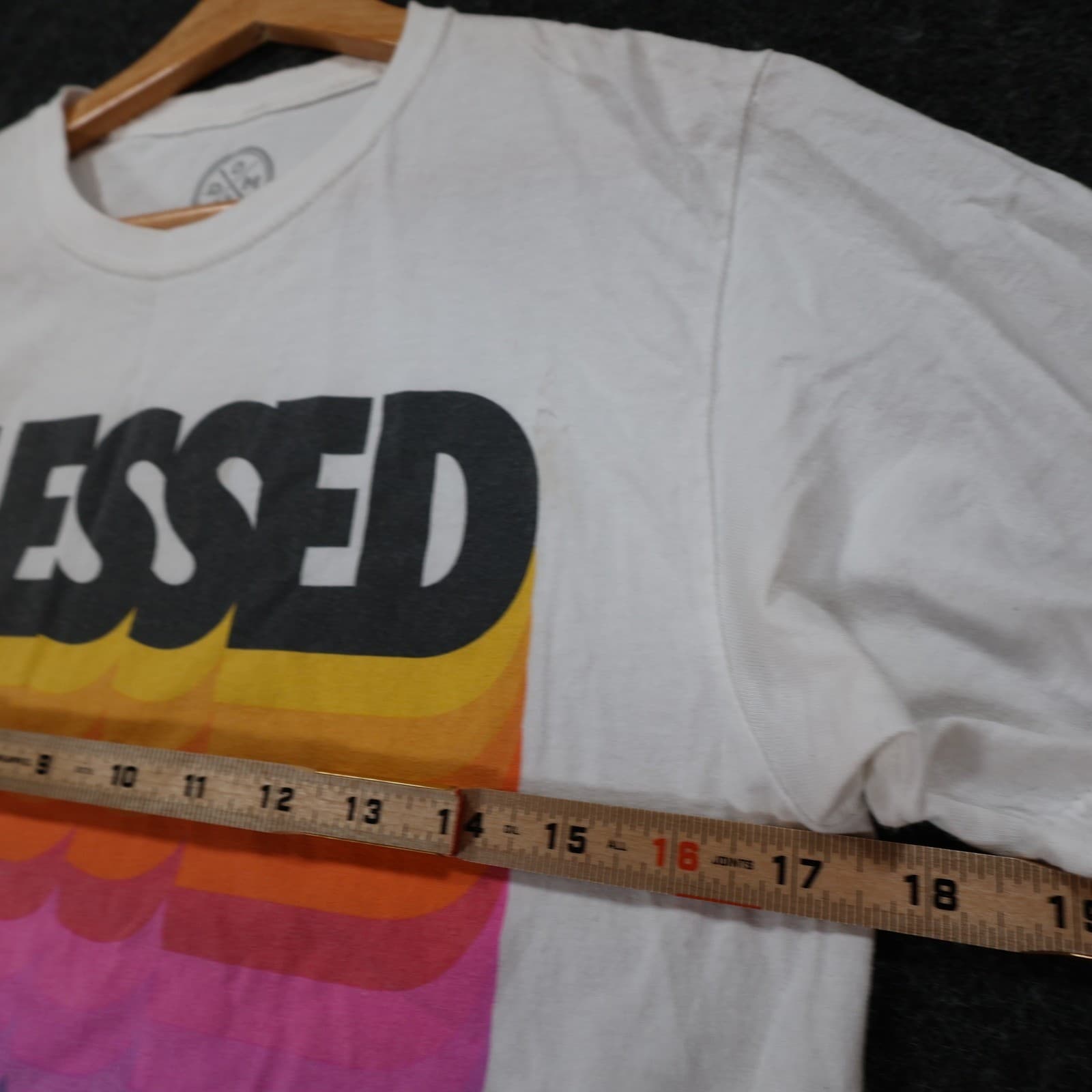 DOM T Shirt Mens Small White Excellent Blessed Rainbow Graphic Tee - Thumbnail 4