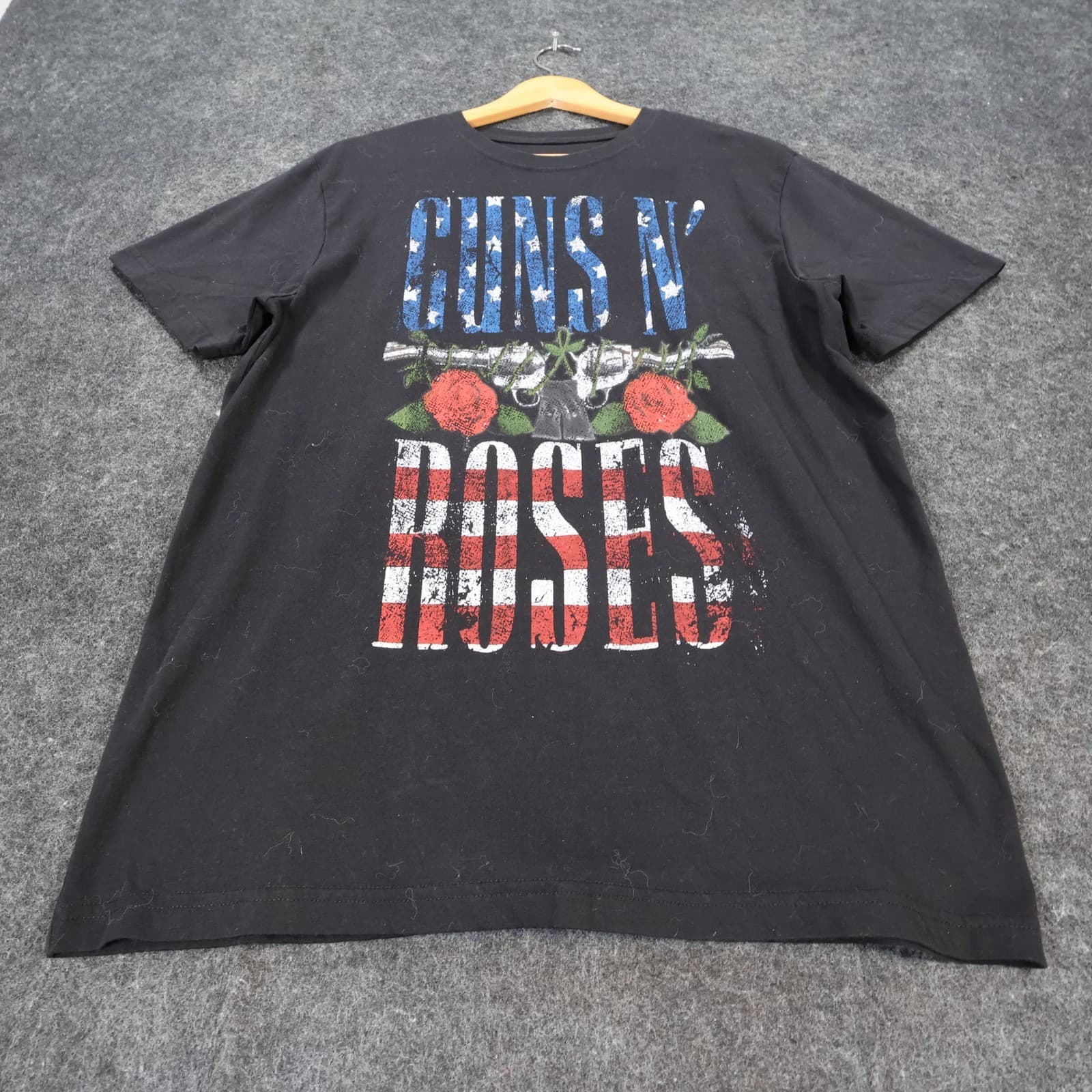 Guns N Roses Graphic Tee Mens Large Black Excellent Patriotic Stars Stripes - Thumbnail 9