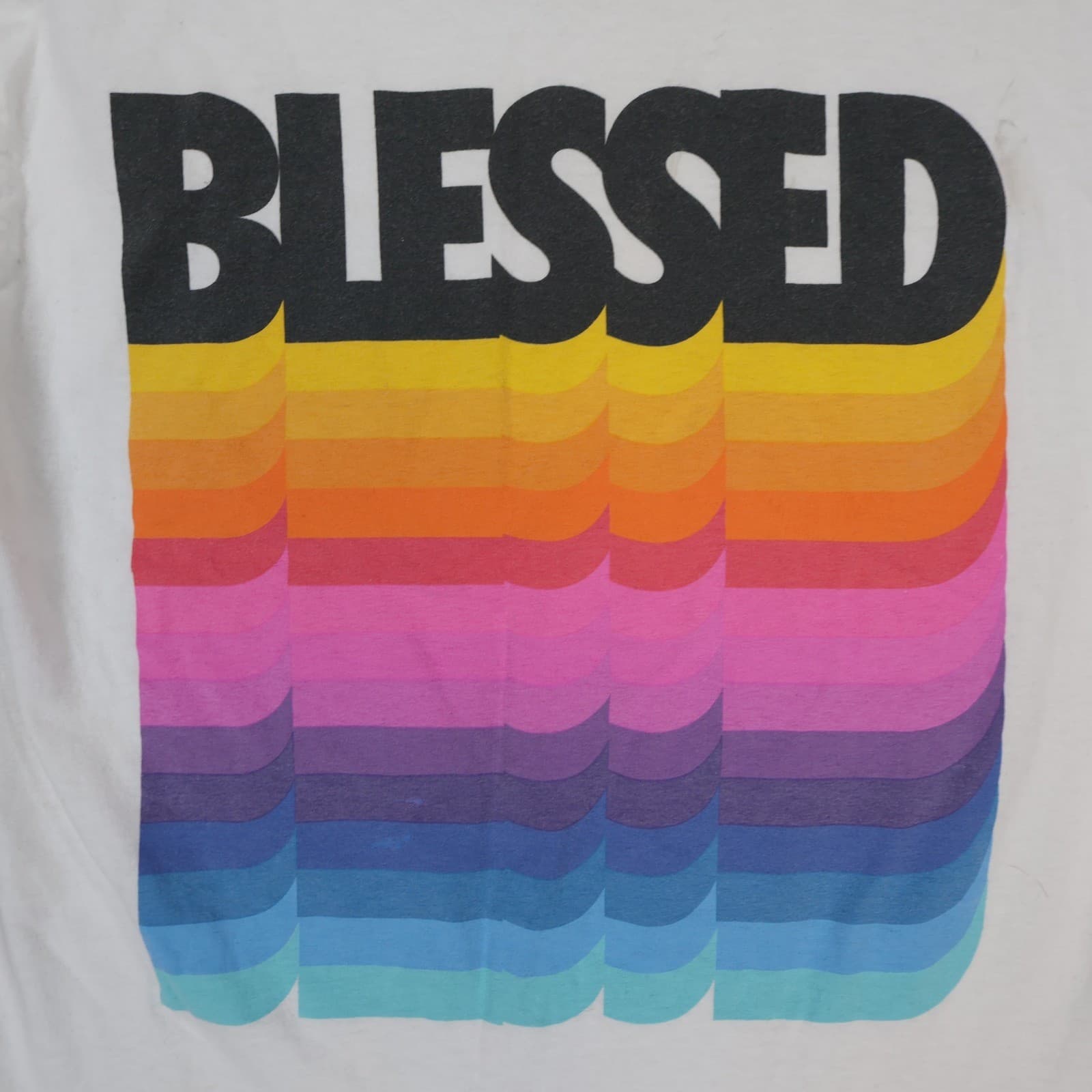 DOM T Shirt Mens Small White Excellent Blessed Rainbow Graphic Tee - Thumbnail 8