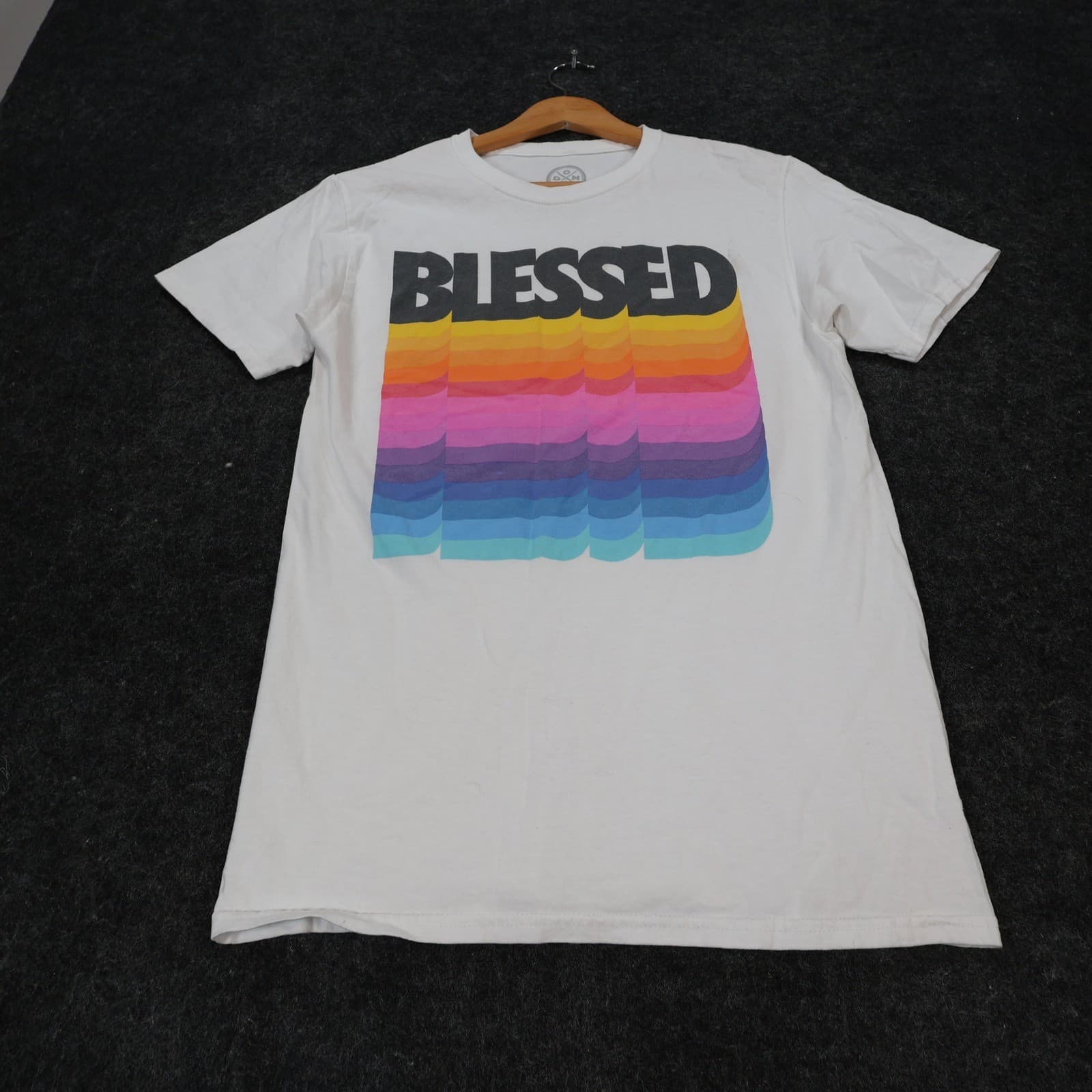 DOM T Shirt Mens Small White Excellent Blessed Rainbow Graphic Tee - Thumbnail 9
