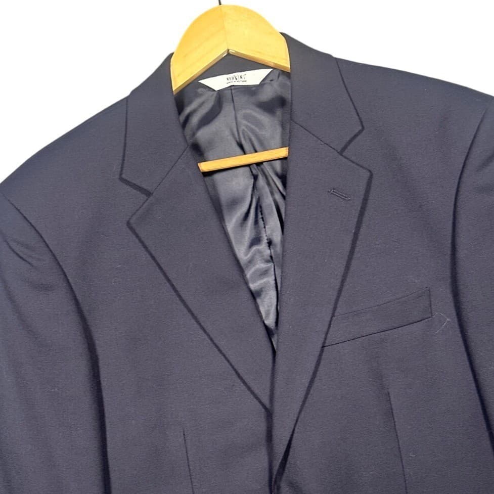 Versini Suit Jacket Mens 39R Navy Blue Two Button Blazer Excellent Condition - Thumbnail 4
