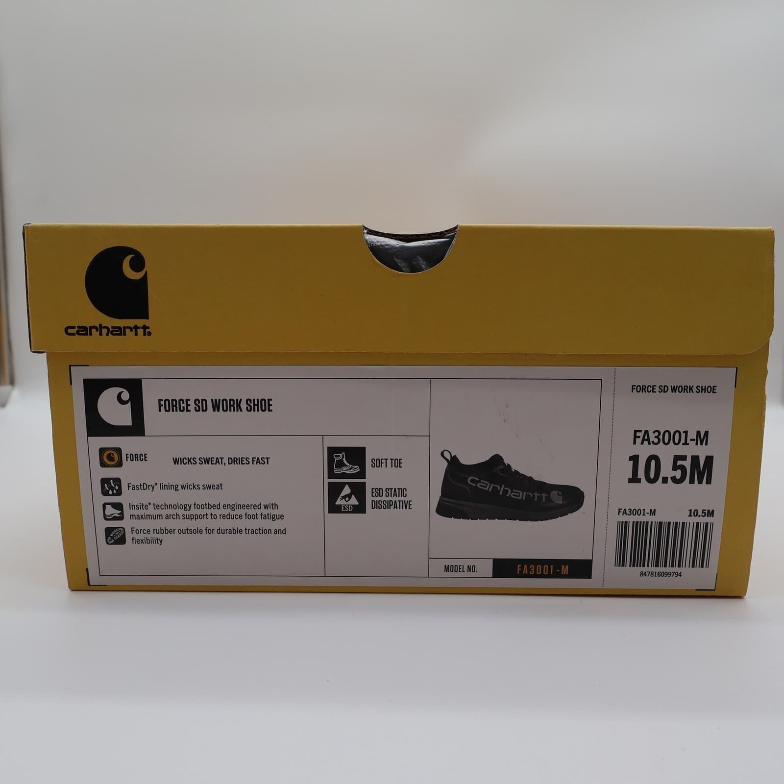 Carhartt Force SD Work Shoe Mens 10.5 Black FA3001-M Soft Toe Static Dissipative - Thumbnail 7