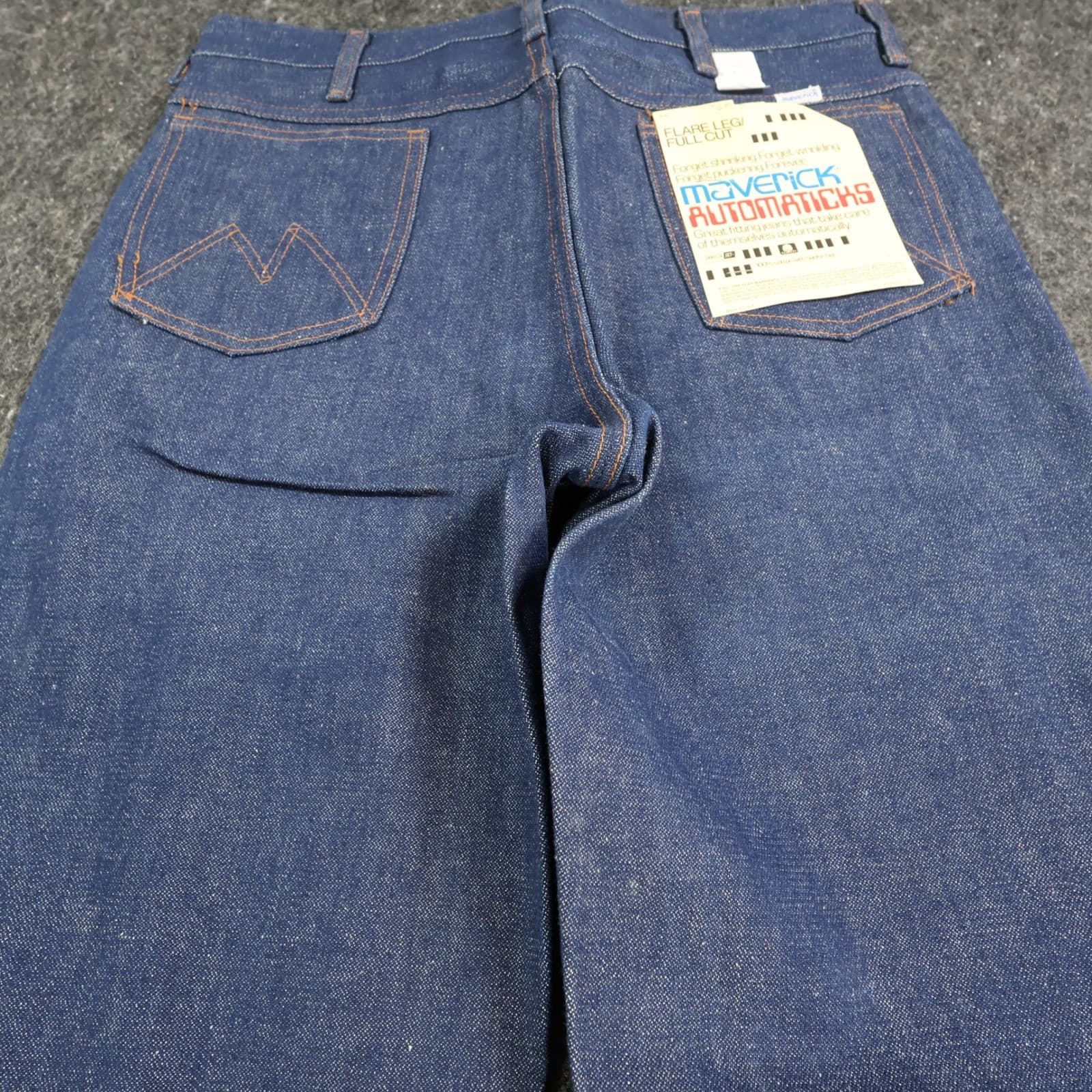 Maverick Jeans Mens 33x34 Blue Cotton Flare Full Cut Vintage 70s 80s NOS USA - Thumbnail 12