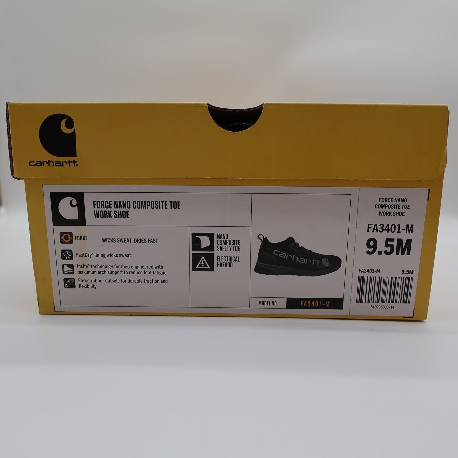 Carhartt Force Nano Composite Toe Work Shoe Mens 9.5 Black Mesh FA3401-M Safety - Thumbnail 7