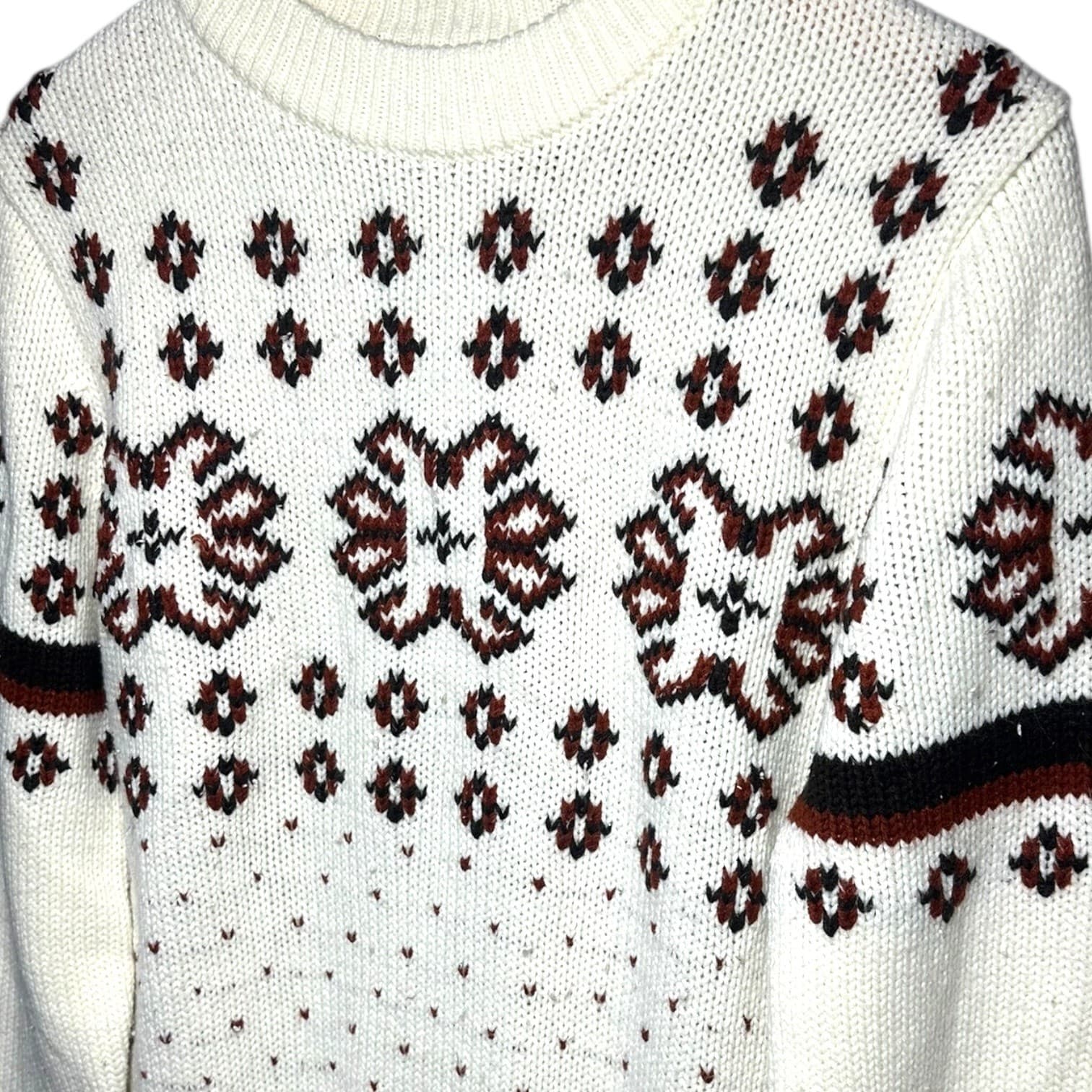 Atkinson Cream Size M Fair Isle Knit Sweater Women's Long Sleeve Crew Neck - Thumbnail 4