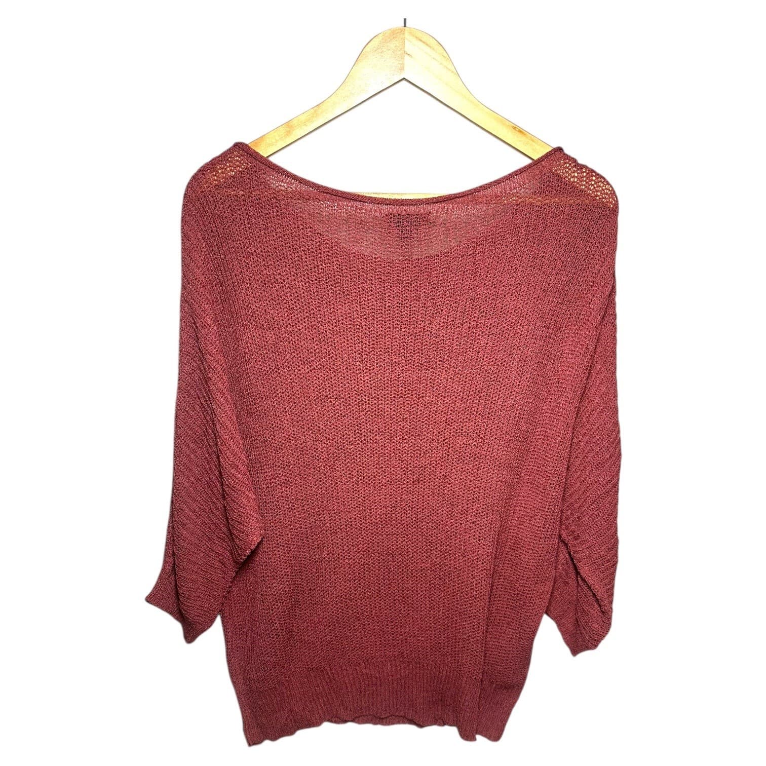 Mitttoshop Women's Knit Sweater Loose Fit Dolman Sleeve Coral Size S - Thumbnail 2