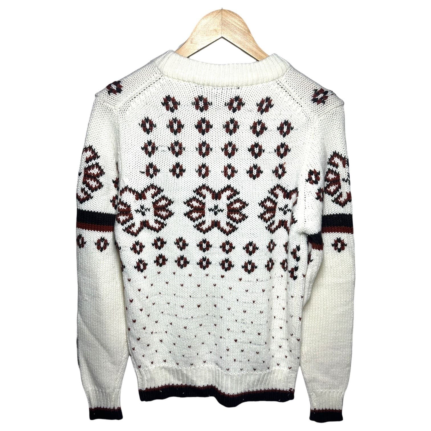 Atkinson Cream Size M Fair Isle Knit Sweater Women's Long Sleeve Crew Neck - Thumbnail 2