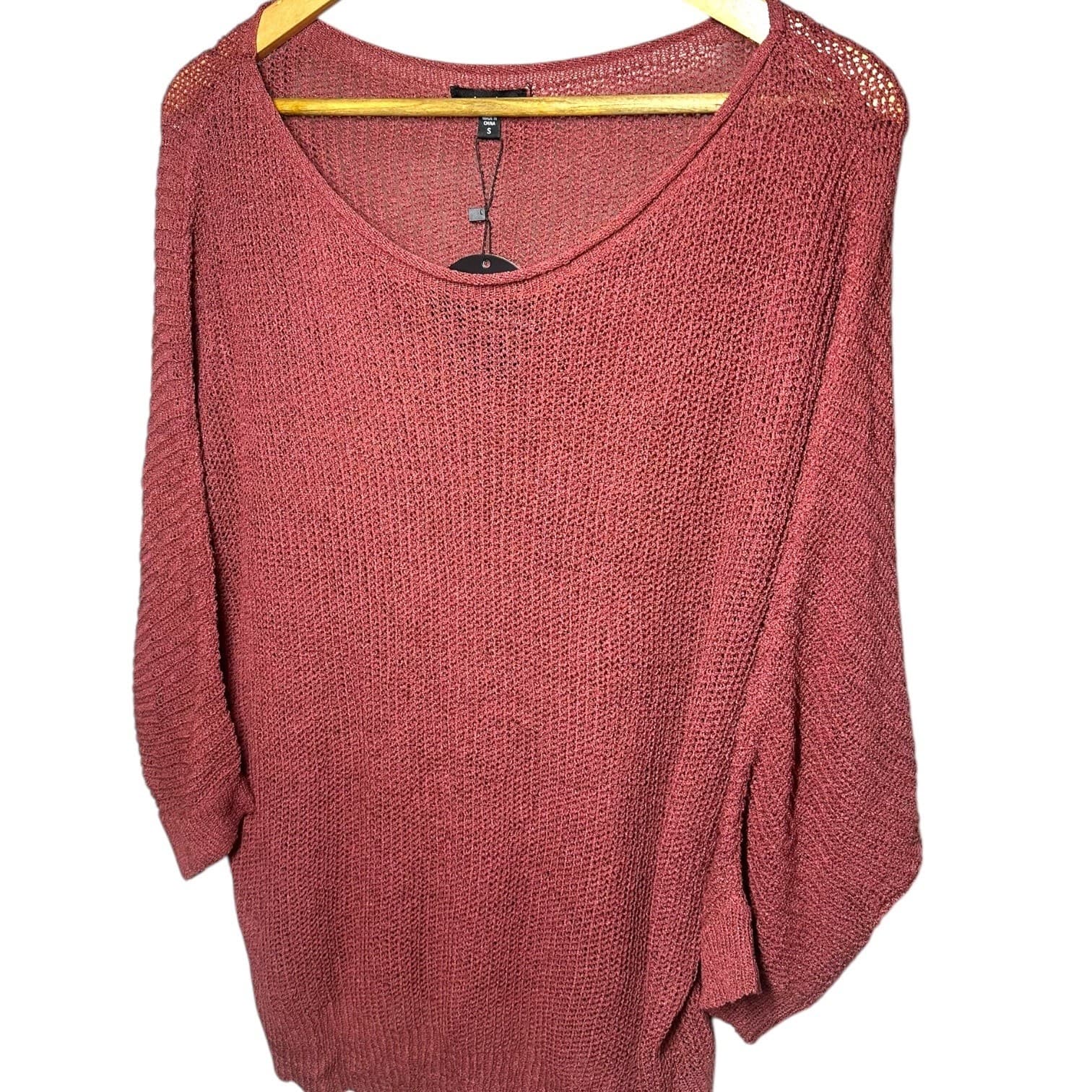 Mitttoshop Women's Knit Sweater Loose Fit Dolman Sleeve Coral Size S - Thumbnail 3