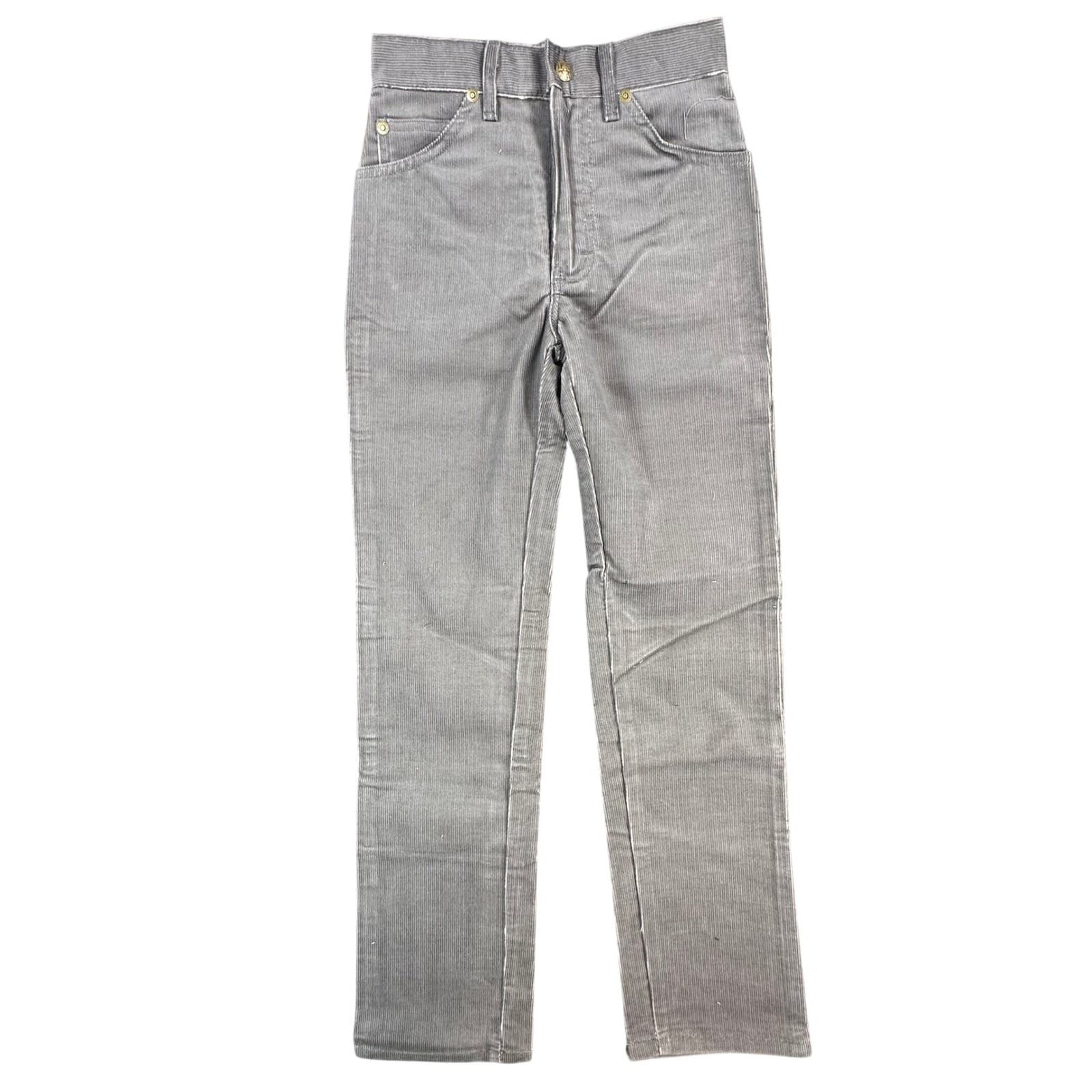 Lee Rider Straight Leg Pants Boys 11 Slim Gray Corduroy Vintage 70s 80s NOS USA - Thumbnail 2