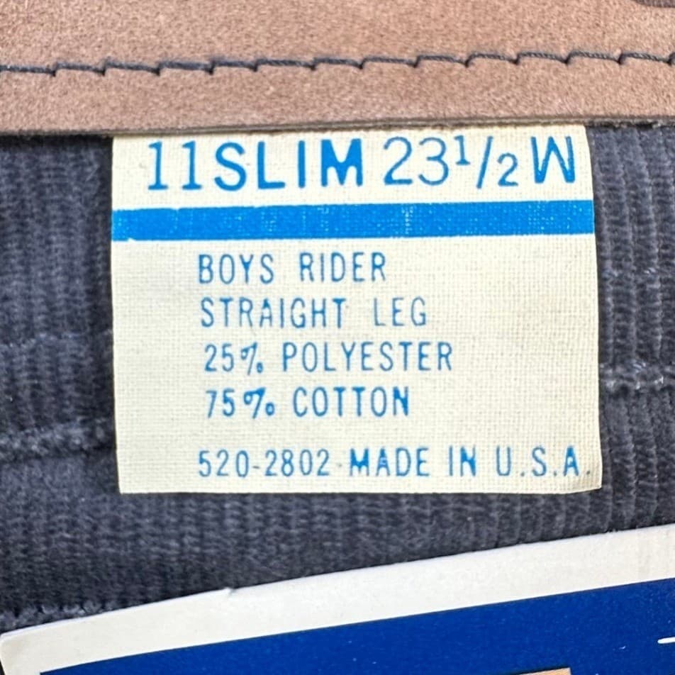 Lee Rider Straight Leg Pants Boys 11 Slim Gray Corduroy Vintage 70s 80s NOS USA - Thumbnail 7