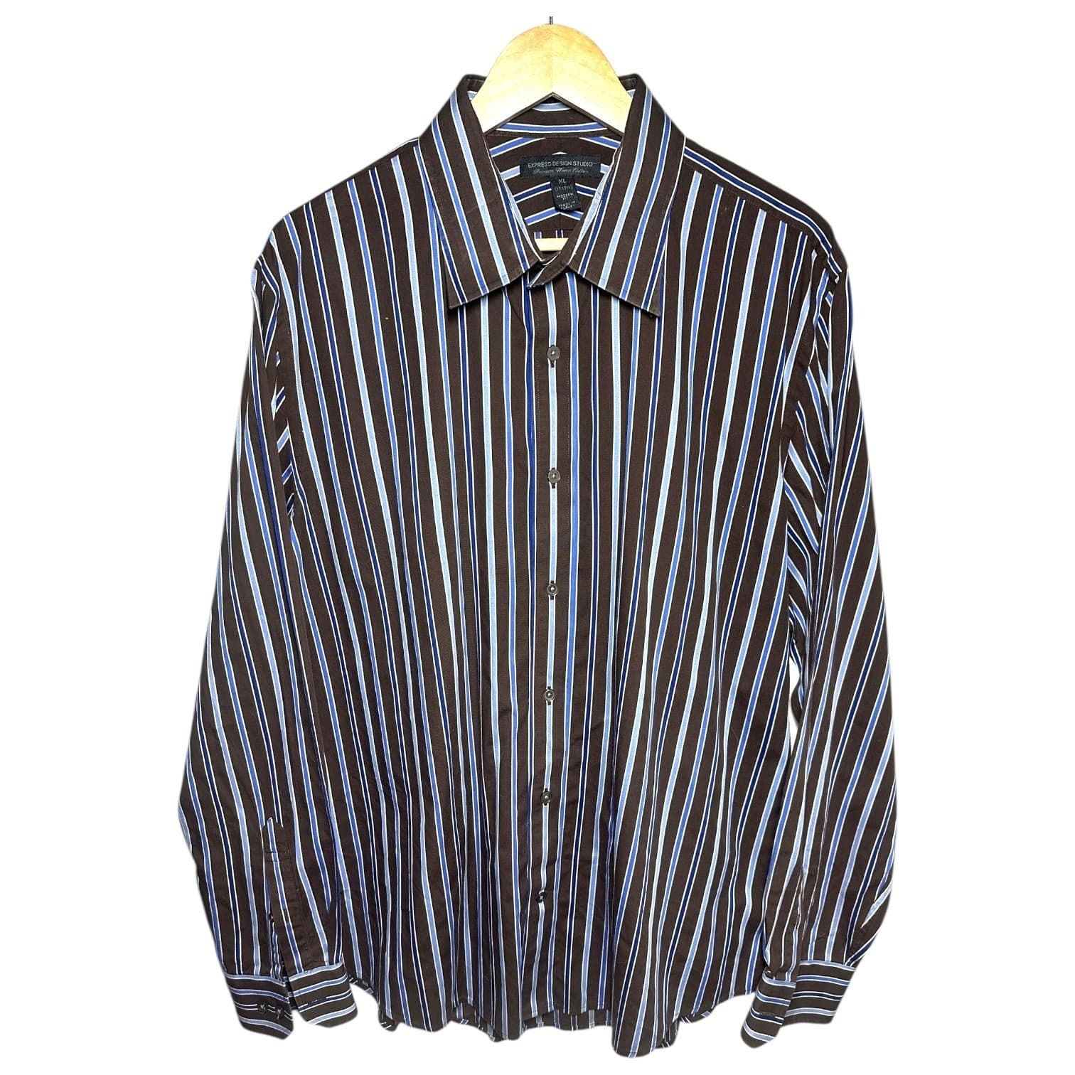 Express Design Studio Men's XL Modern Fit Premium Woven Cotton Dress Shirt - Thumbnail 2