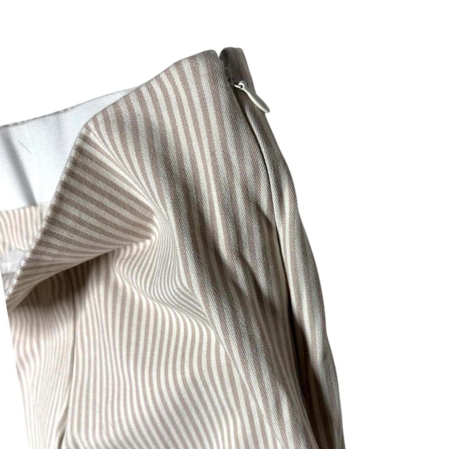 A New Day Striped Flat Front Pants Women Size 2 Tan White Casual Leggings - Thumbnail 6