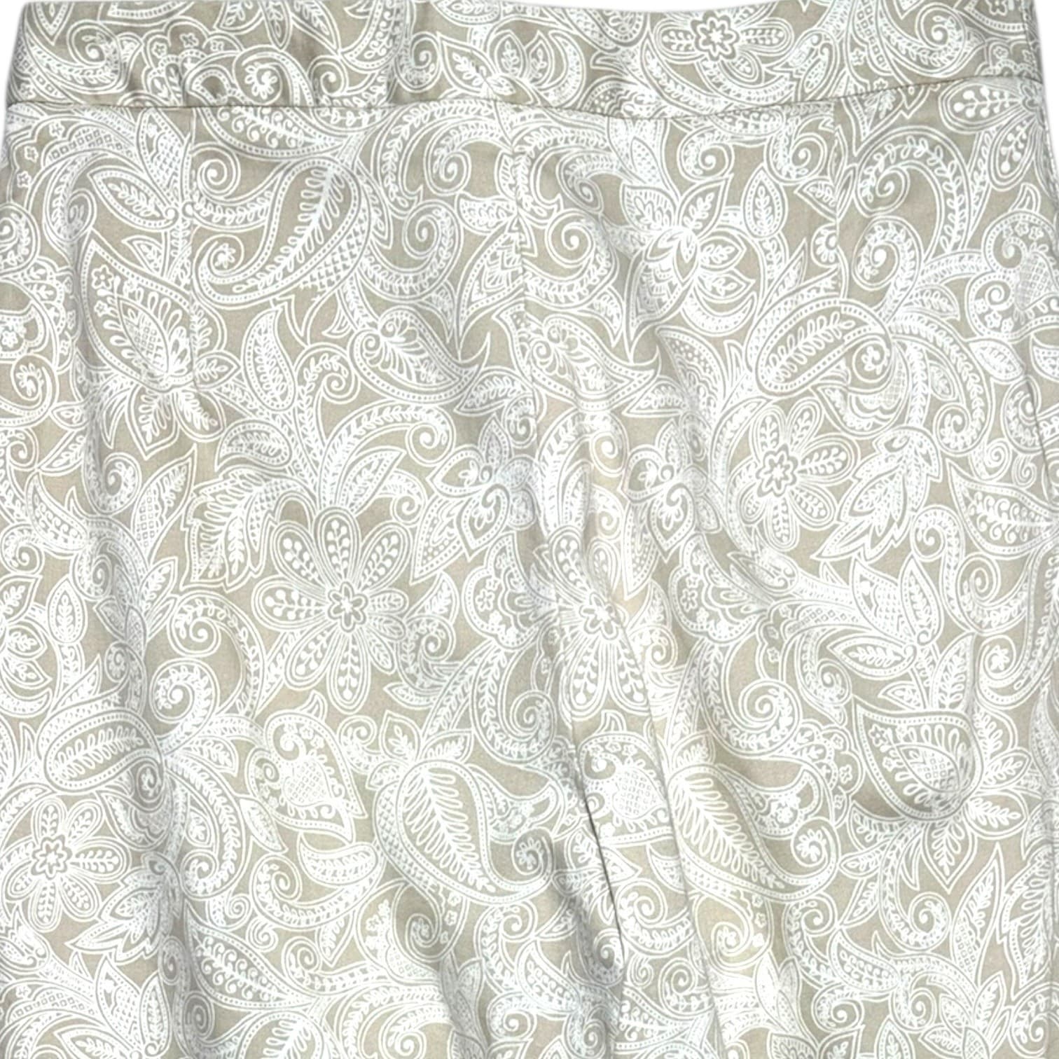 HAROLDS Women's Pants Paisley Print Straight Leg Size 6 White Cotton Spandex - Thumbnail 4