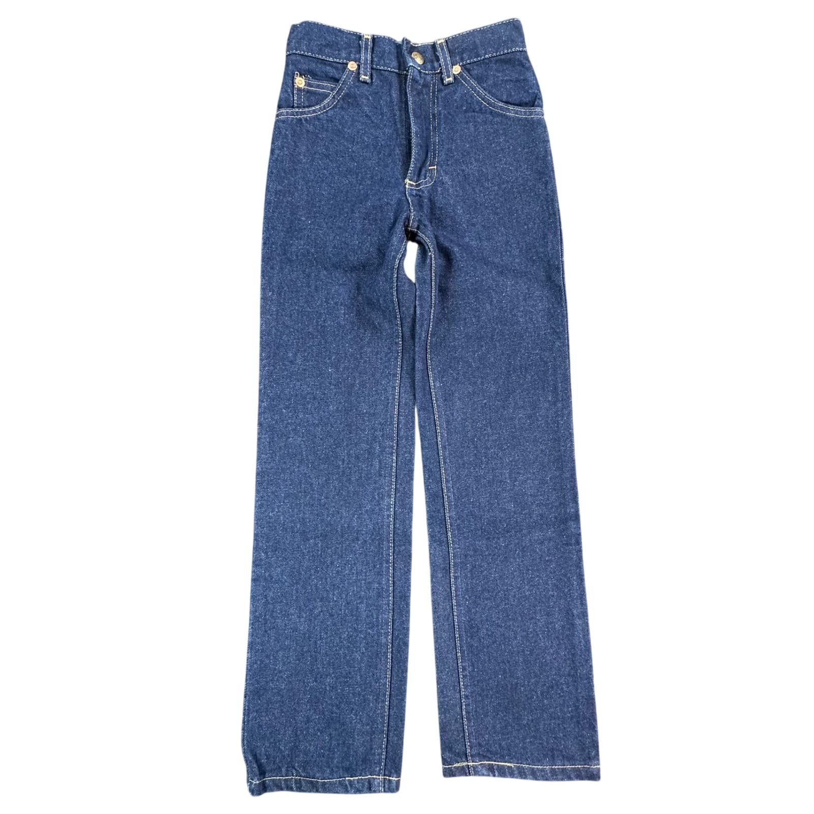 Lee Straight Leg Jeans Boys 9 Slim Blue Denim Vintage 80s 90s Made in USA NOS - Thumbnail 2