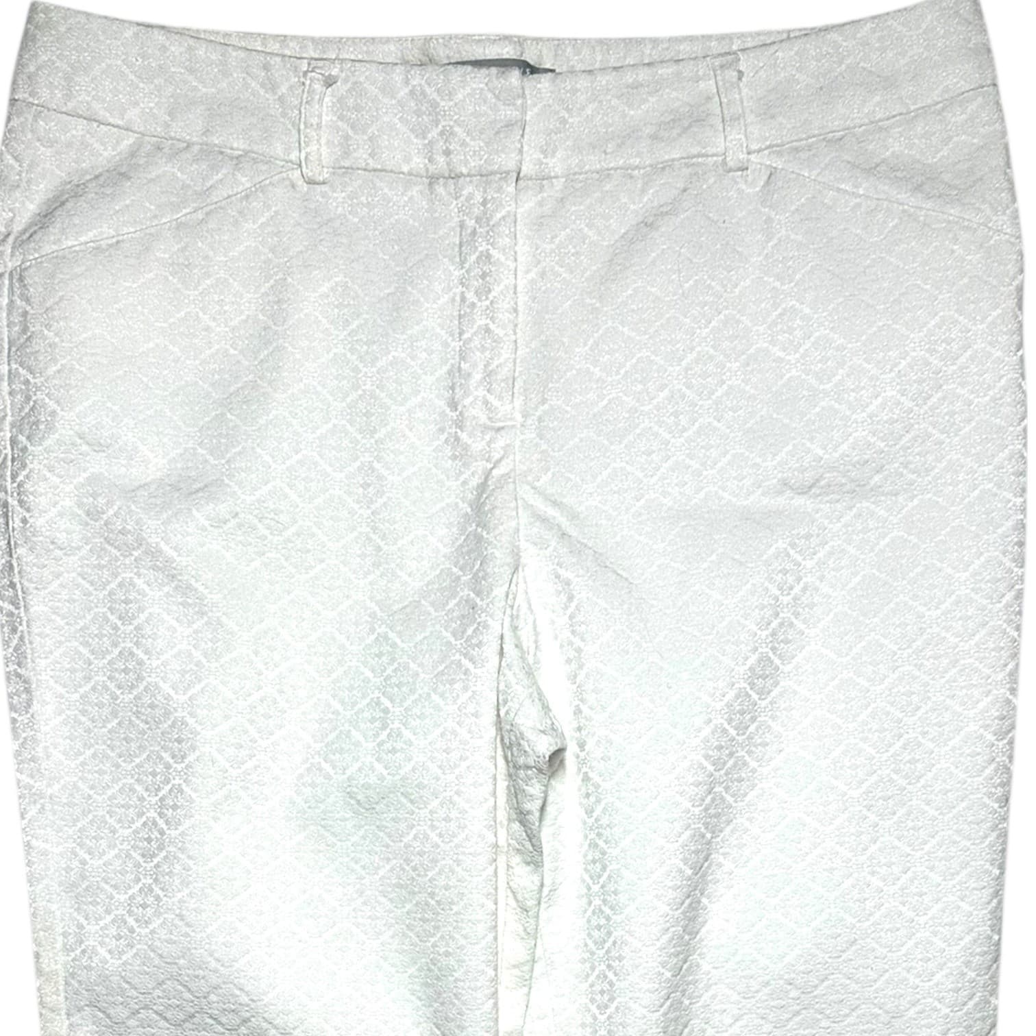 VALERIE STEVES Women's White Embossed Pattern Cropped Pants Size 10 - Thumbnail 3